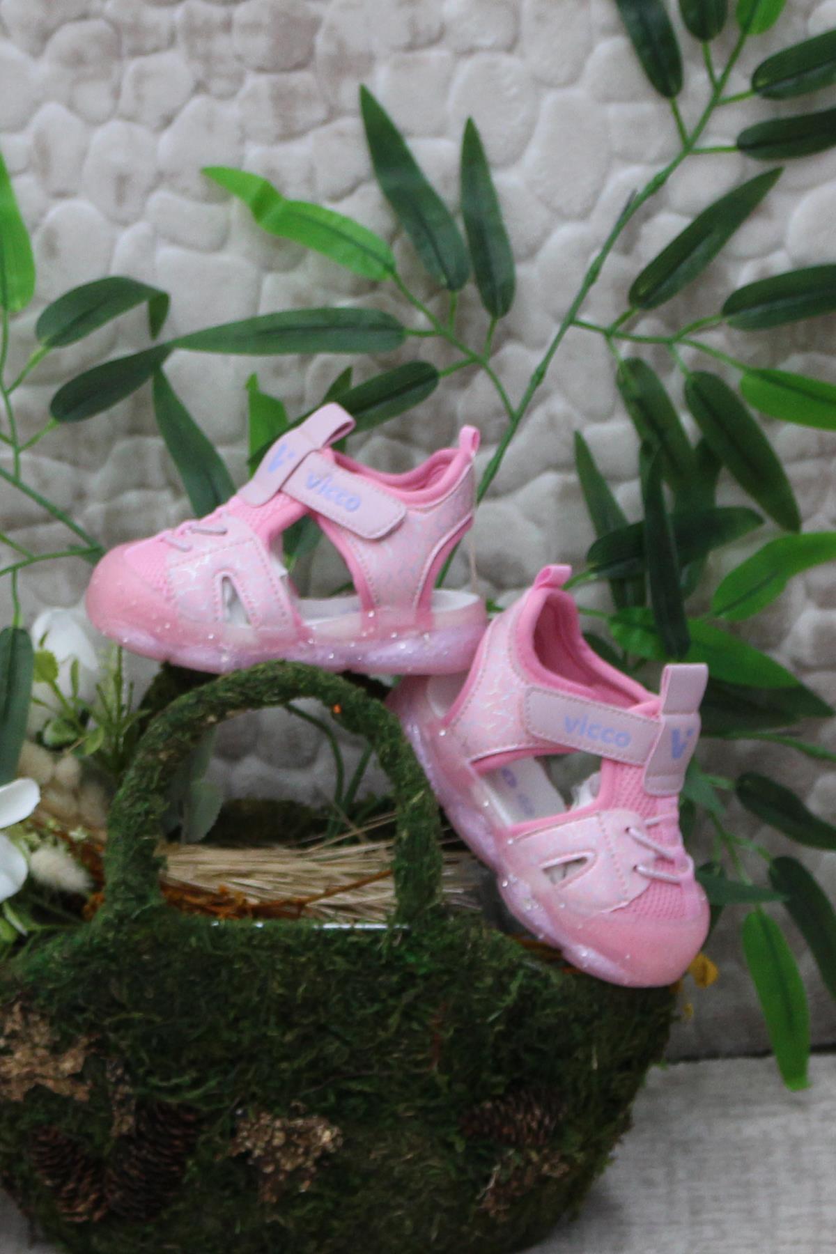 321.E24Y.211 Monrovia Pembe Rahat Esnek Işıklı Kız Çocuk Sandalet - Görsel 6