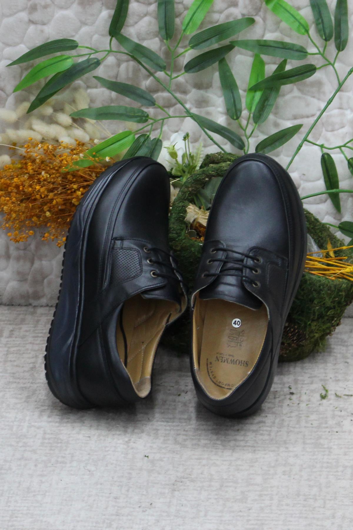 800 Siyah Showmen Hakiki Deri Erkek Ayakkabı - Görsel 7