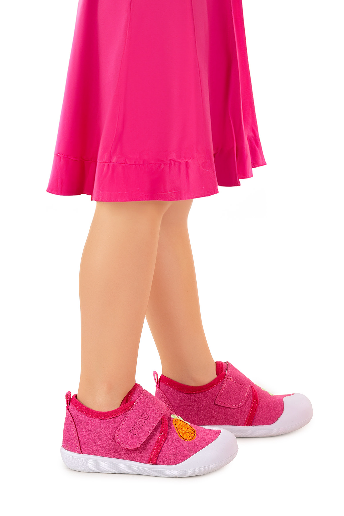 Strawberry Cırtlı Kız Bebek İlk Adım Panduf Ayakkabı Fuşya - Görsel 2