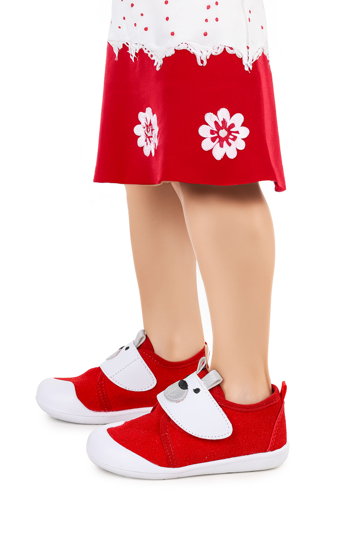 Winni Cırtlı Kız Bebek İlk Adım Panduf Ayakkabı Kırmızı - Görsel 3