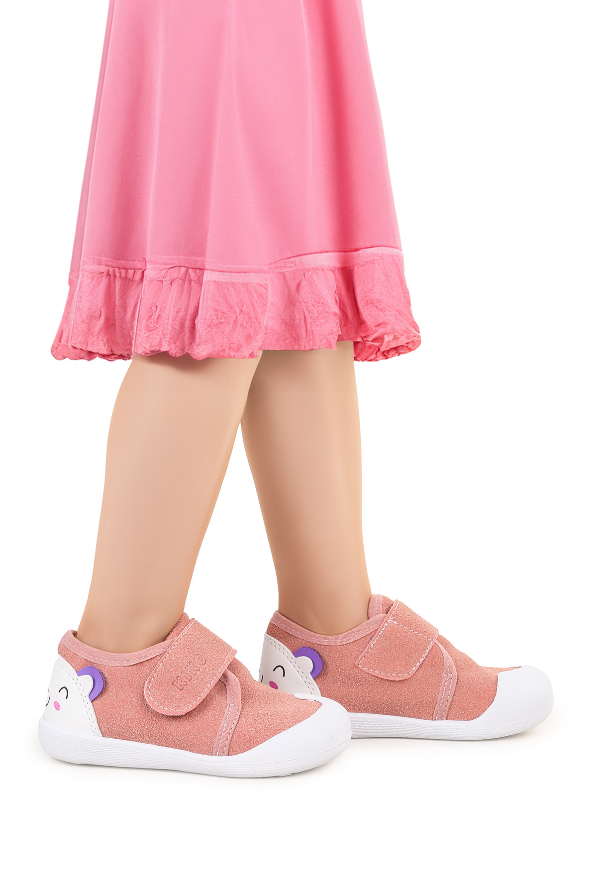 Catly Cırtlı Kız Bebek İlk Adım Panduf Ayakkabı Pudra - Görsel 2