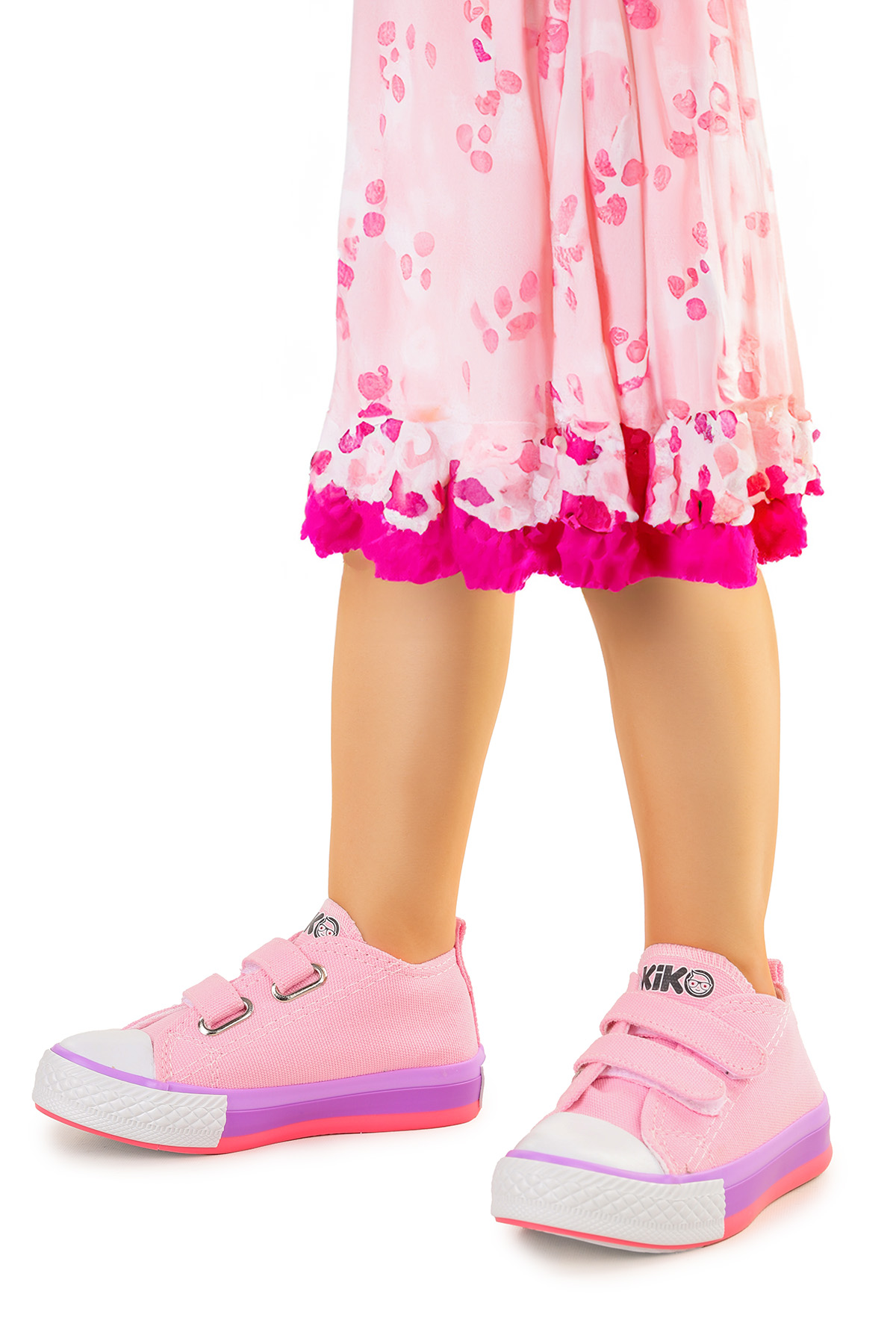 Linen Cırtlı Kız Bebek Keten Spor Ayakkabı Pembe - Görsel 3