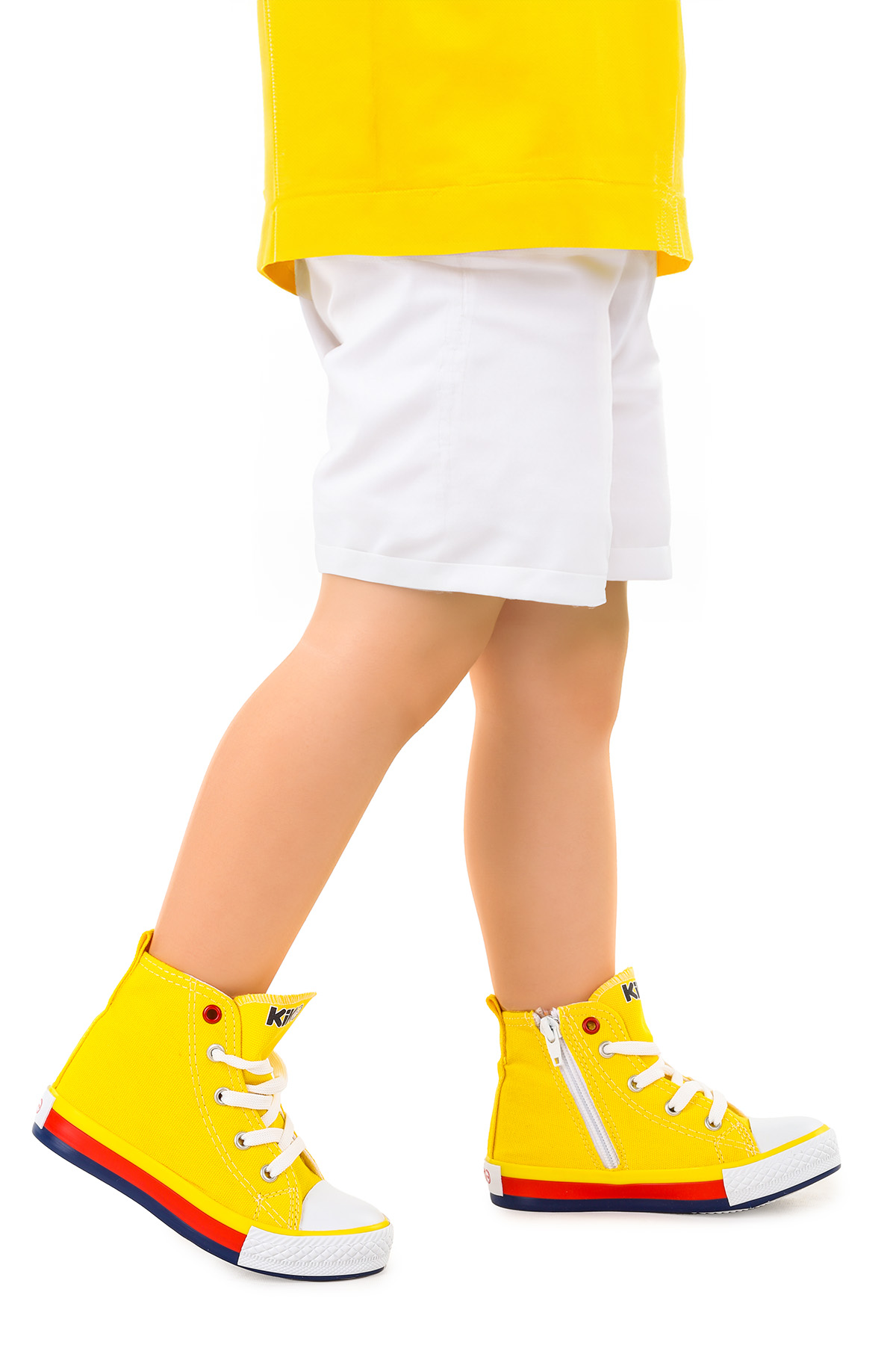 Tinna Bağcıklı Erkek Çocuk Boğazlı Keten Spor Ayakkabı Sarı - Görsel 2