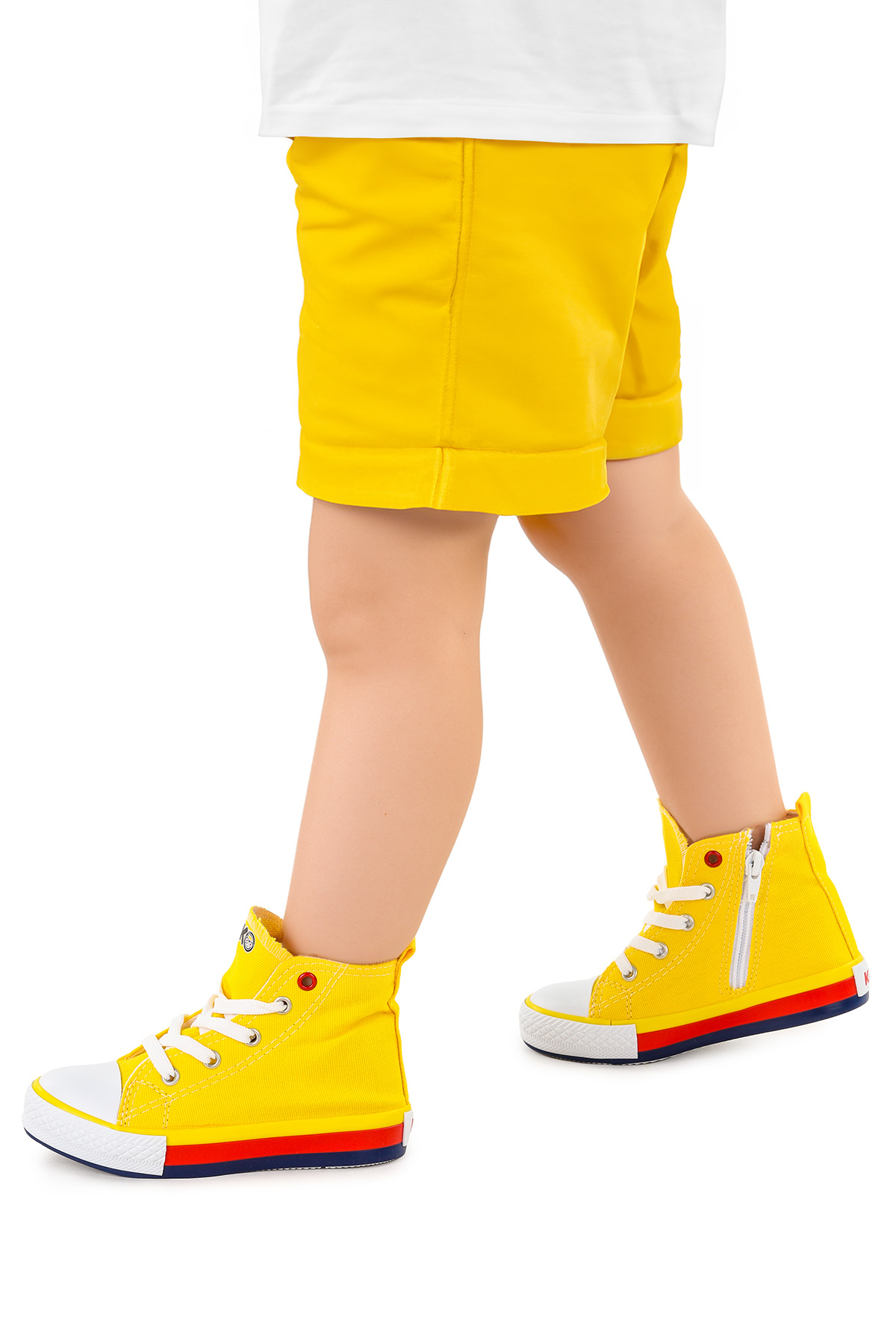 Tinna Bağcıklı Erkek Çocuk Boğazlı Keten Spor Ayakkabı Sarı - Görsel 3