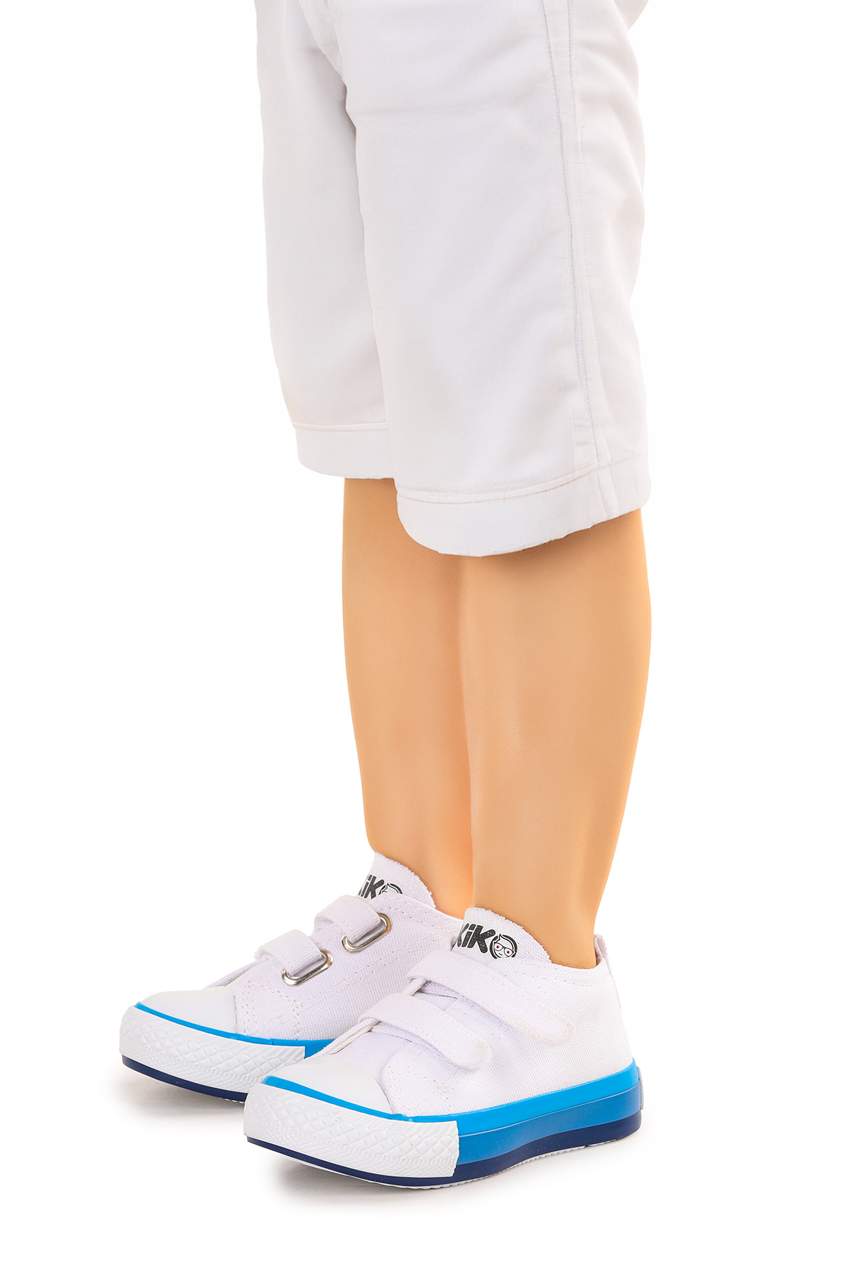 Linen Cırtlı Erkek Bebek Keten Spor Ayakkabı Beyaz - Mavi - Görsel 3