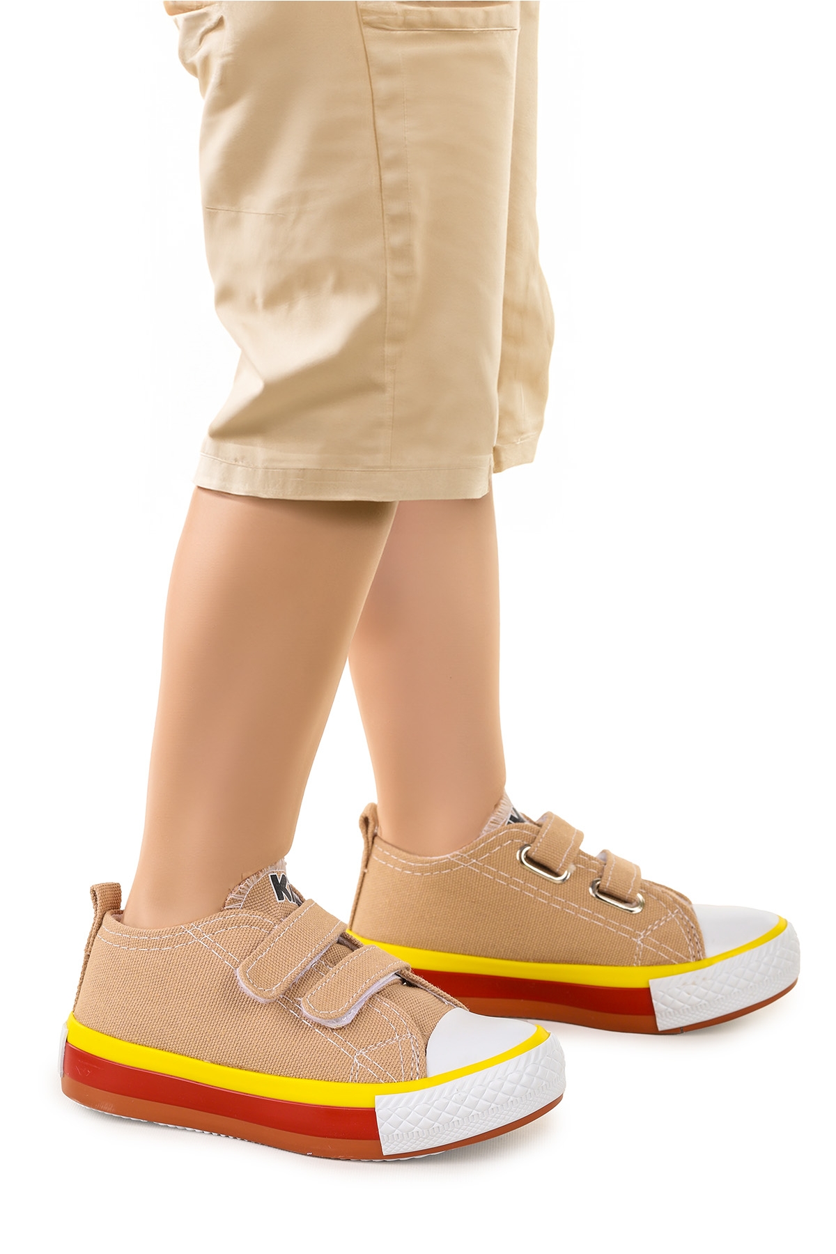 Linen Cırtlı Erkek Bebek Keten Spor Ayakkabı Bej - Görsel 3