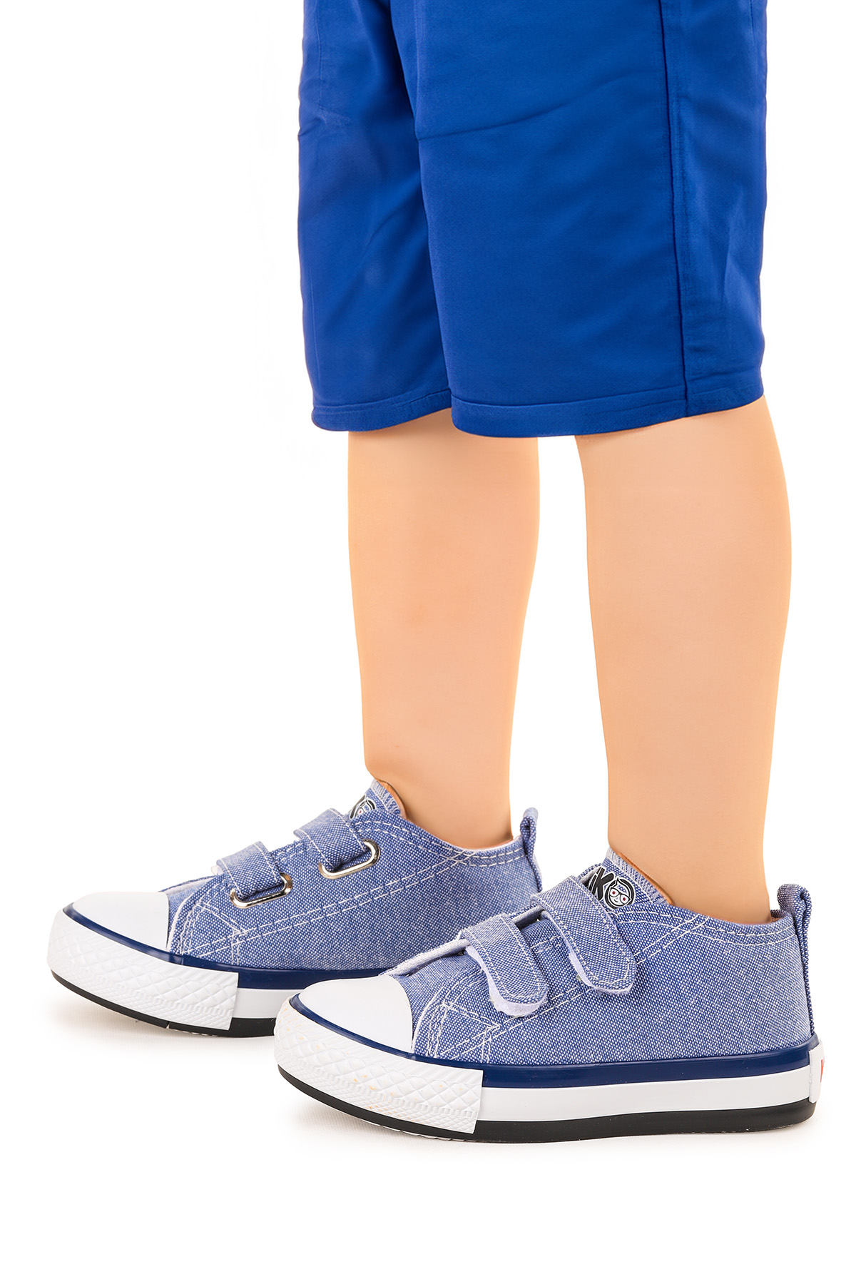 Linen Cırtlı Erkek Bebek Keten Spor Ayakkabı Kot Mavi - Görsel 3