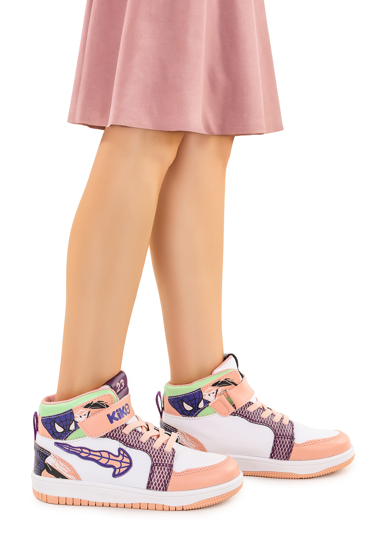 Tesan Cırtlı Günlük Kız Çocuk Spor Ayakkabı Pudra - Beyaz - Su Yeşili - Görsel 2