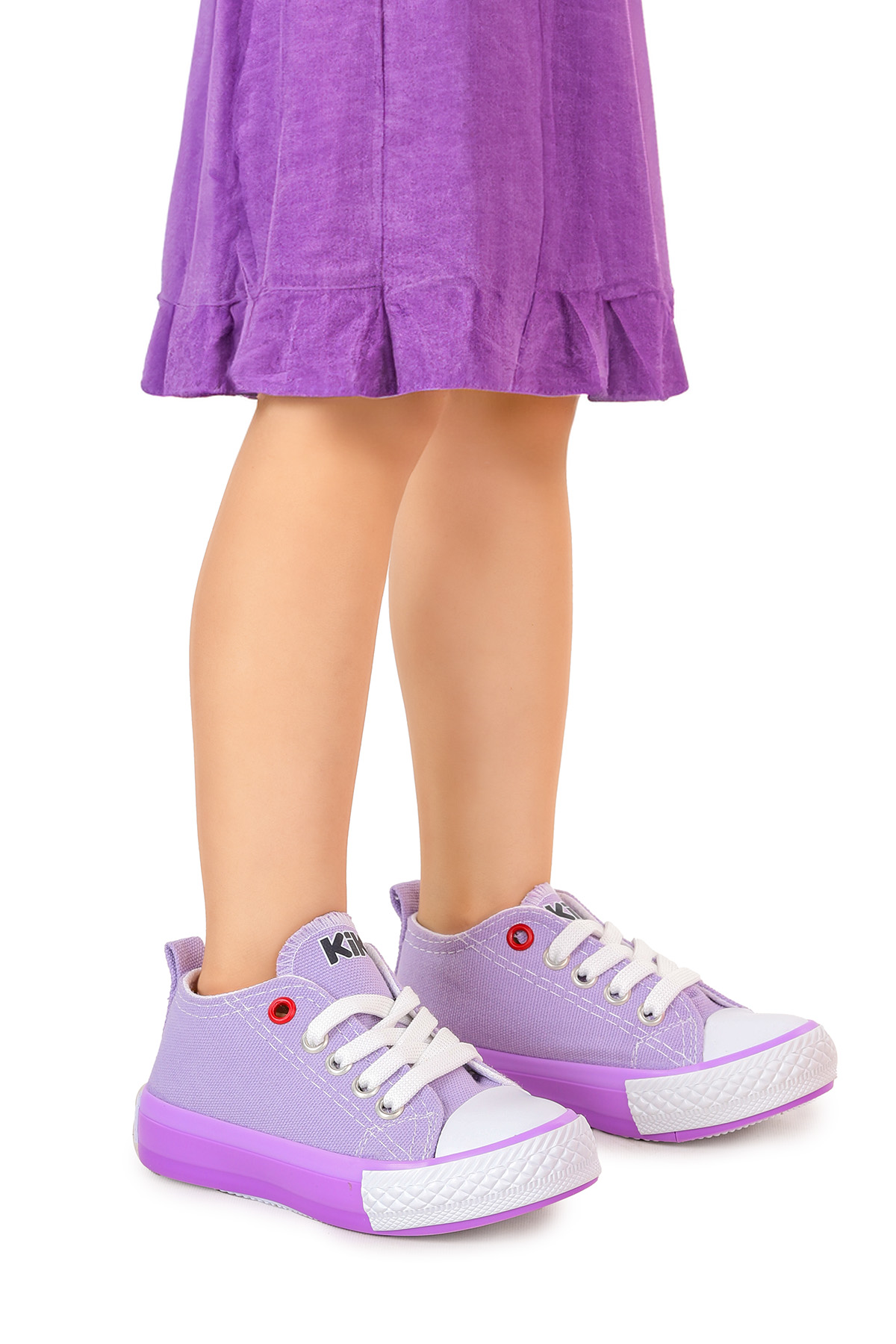 Tinna Bağcıklı Kız Bebek Keten Spor Ayakkabı Lila - Görsel 2