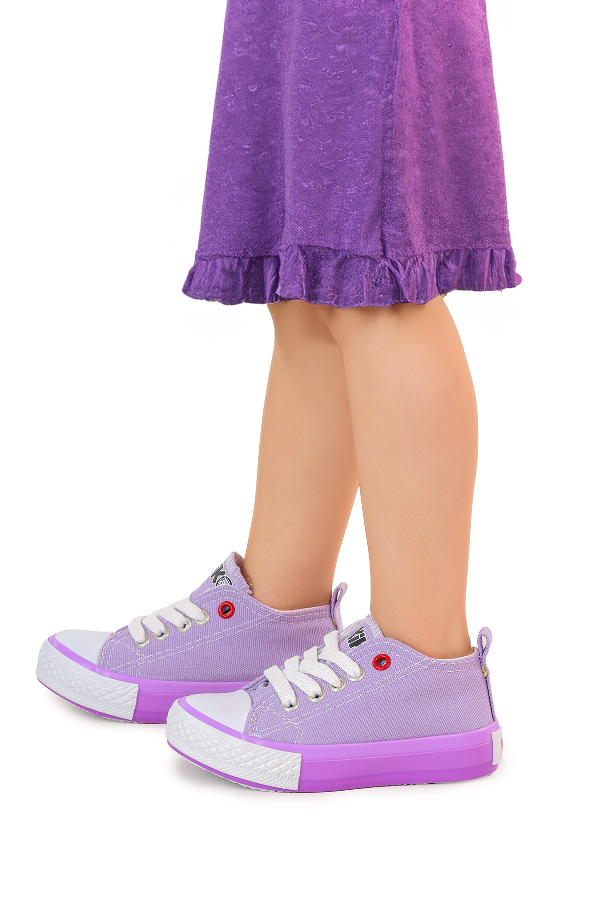 Tinna Bağcıklı Kız Bebek Keten Spor Ayakkabı Lila - Görsel 3