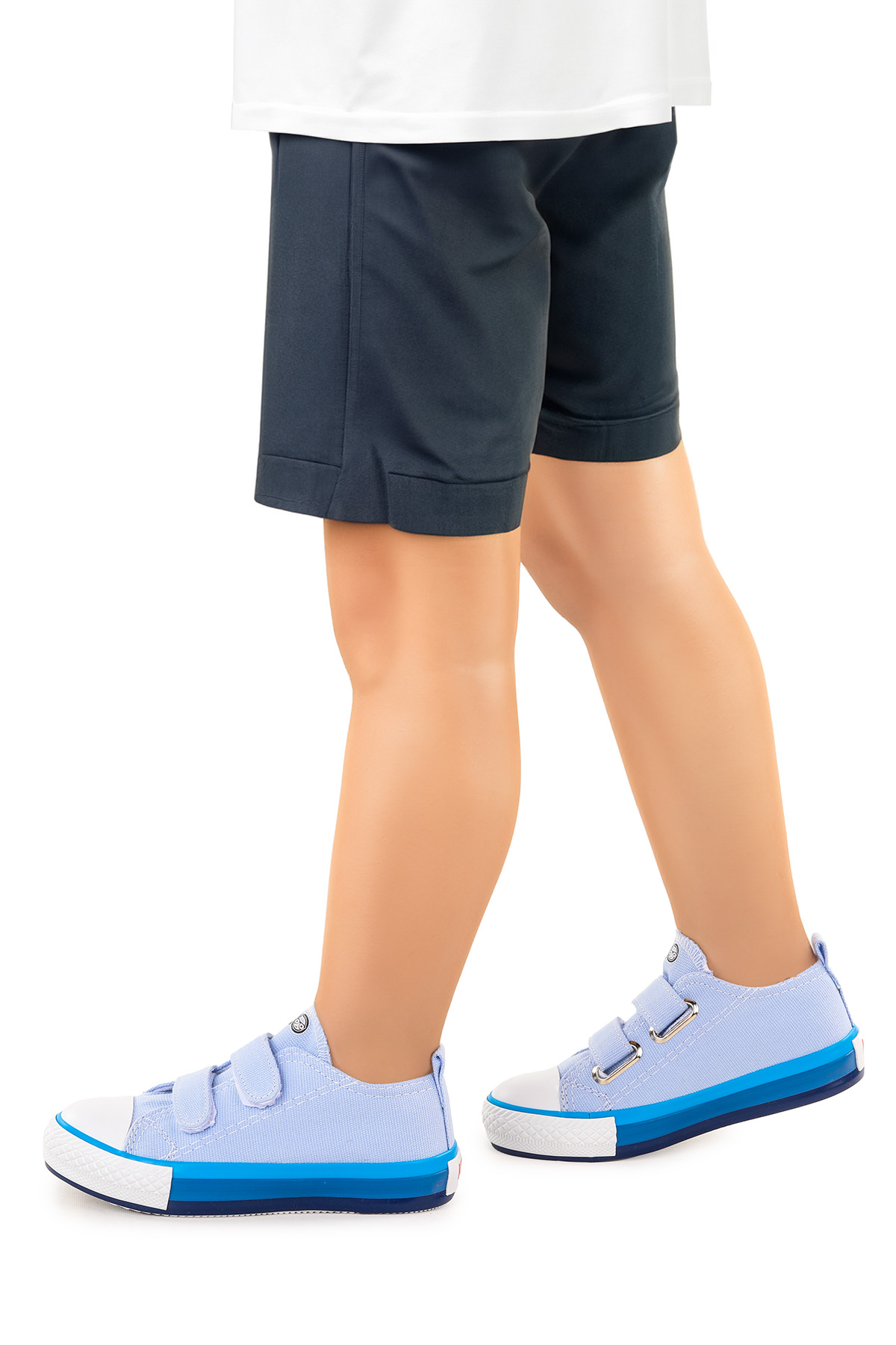 Linen Cırtlı Erkek Çocuk Keten Spor Ayakkabı Mavi - Görsel 3