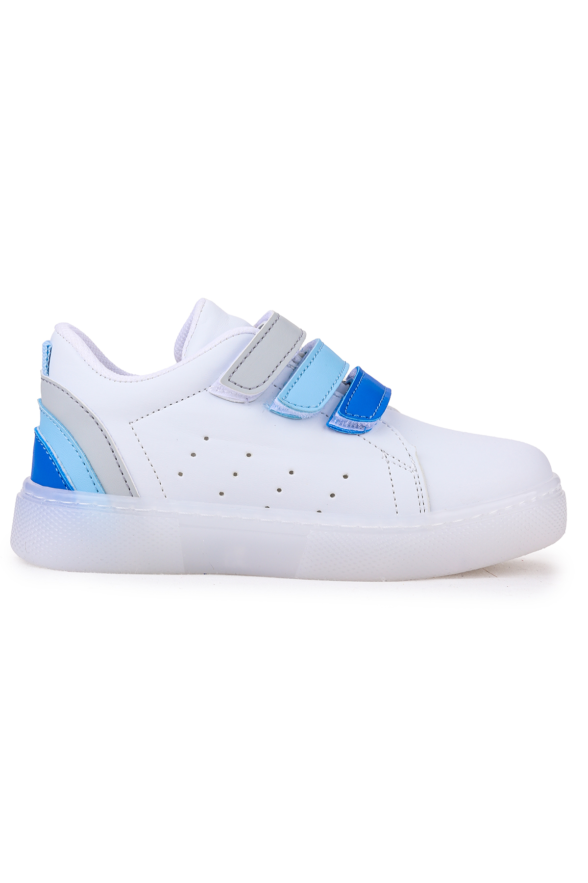 Lunce Cırtlı Işıklı Erkek Çocuk Spor Ayakkabı Beyaz - Mavi - Görsel 4
