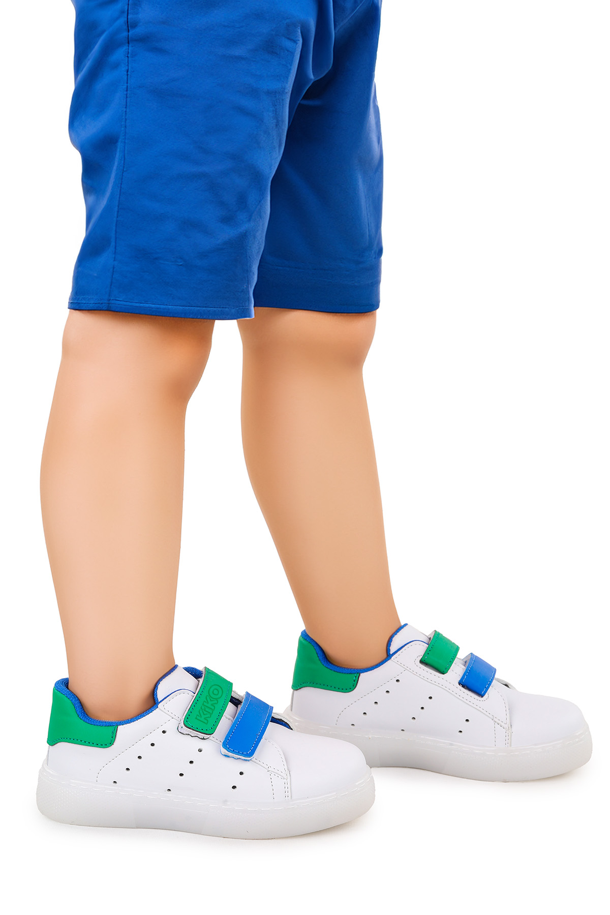 Royzo Cırtlı Işıklı Erkek Çocuk Spor Ayakkabı Beyaz - Mavi - Yeşil - Görsel 2