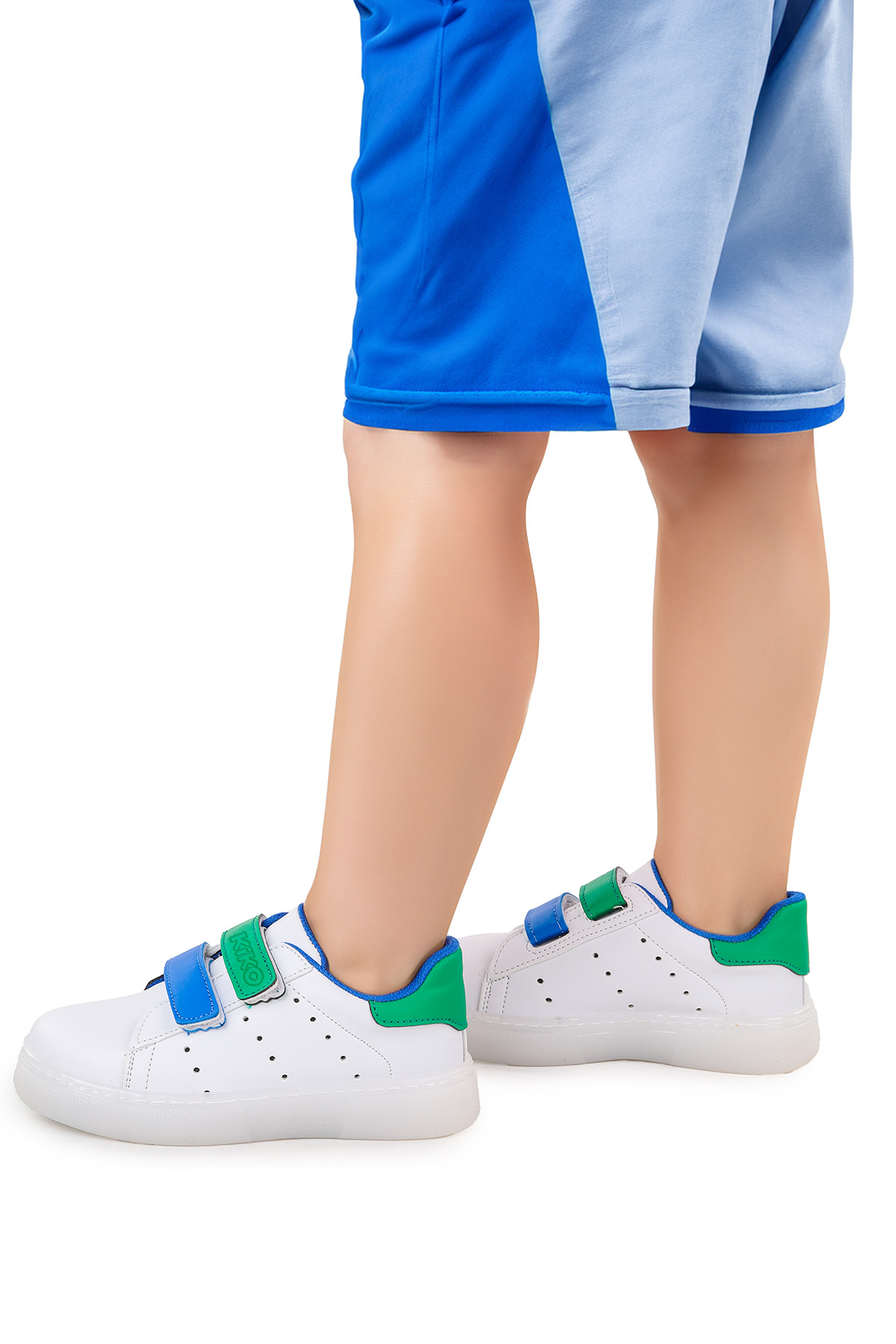 Royzo Cırtlı Işıklı Erkek Çocuk Spor Ayakkabı Beyaz - Mavi - Yeşil - Görsel 3