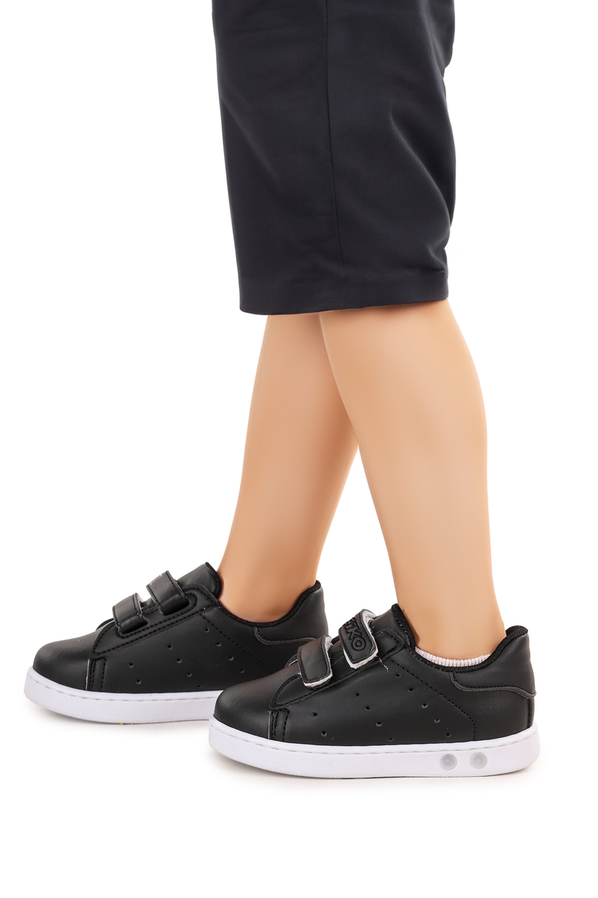 Royzo Cırtlı Işıklı Erkek Bebek Spor Ayakkabı Siyah - Görsel 3