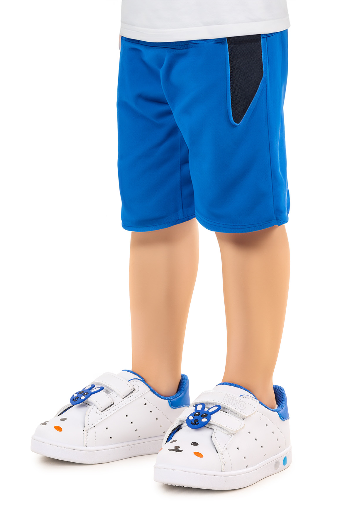 Bart Cırtlı Işıklı Erkek Bebek Spor Ayakkabı Beyaz - Mavi - Görsel 3