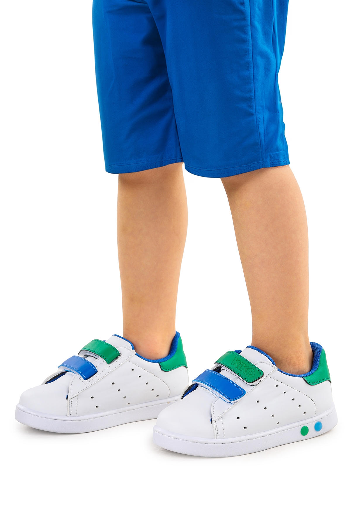 Royzo Cırtlı Işıklı Erkek Bebek Spor Ayakkabı Beyaz - Mavi - Yeşil - Görsel 2