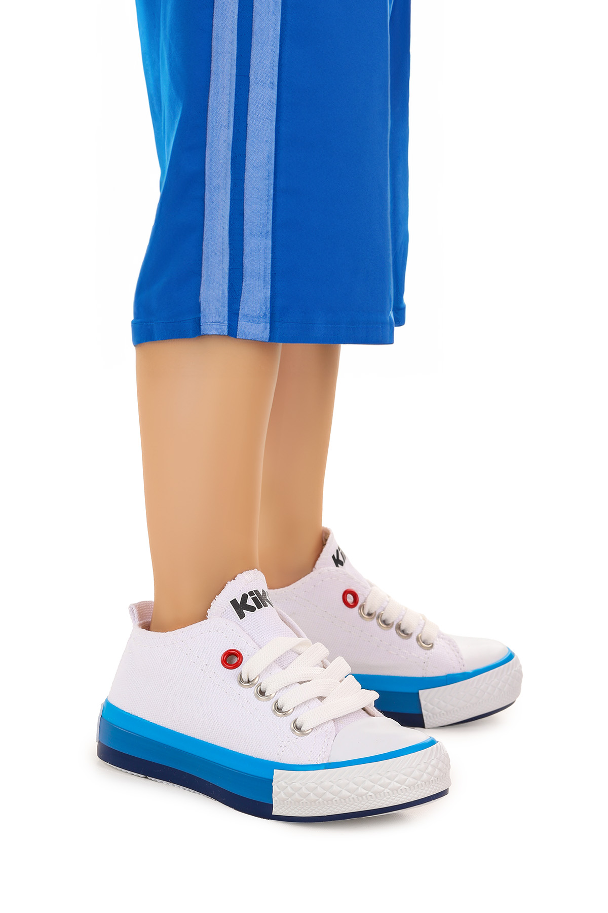 Tinna Bağcıklı Erkek Bebek Keten Spor Ayakkabı Beyaz - Mavi - Görsel 2