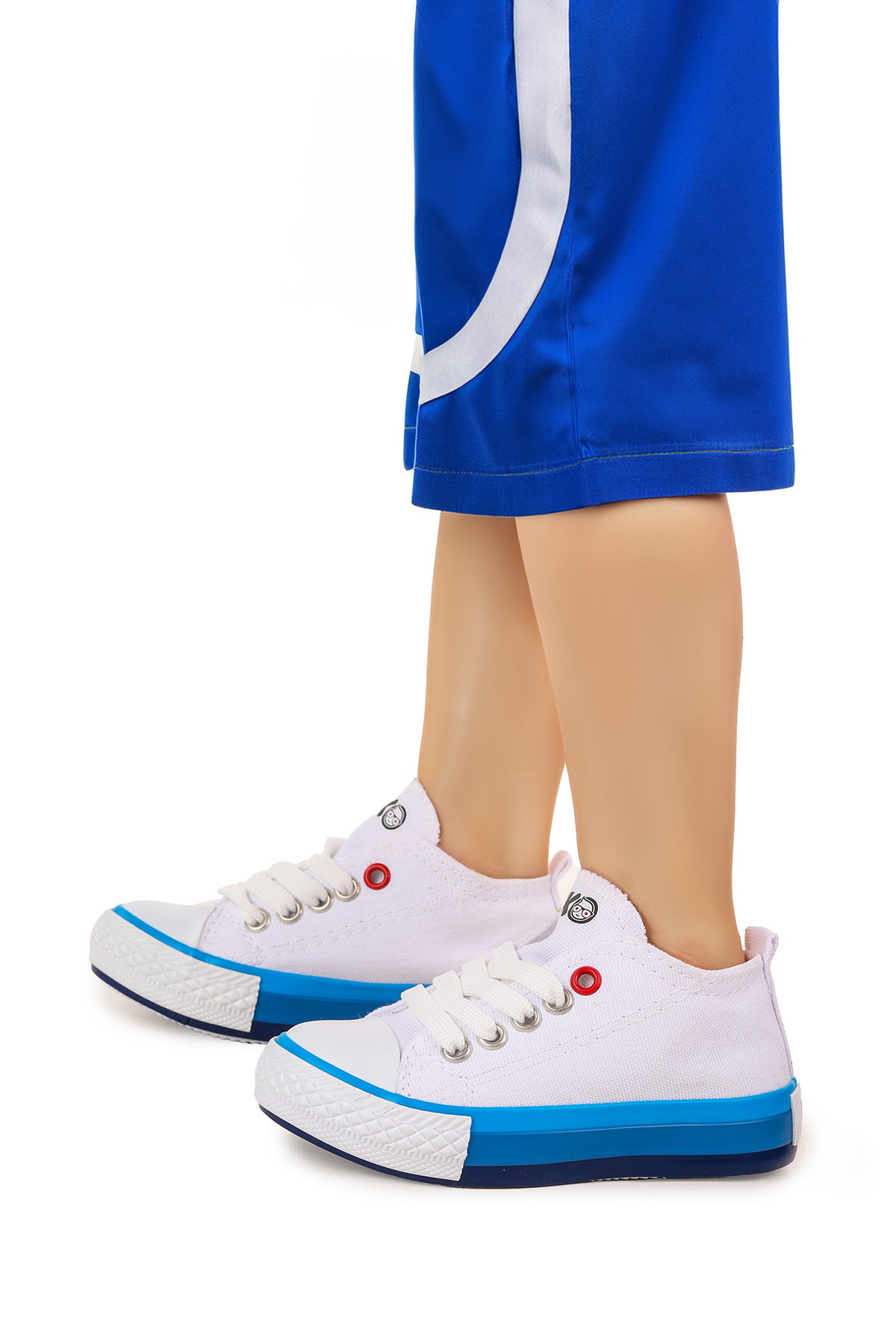 Tinna Bağcıklı Erkek Bebek Keten Spor Ayakkabı Beyaz - Mavi - Görsel 3