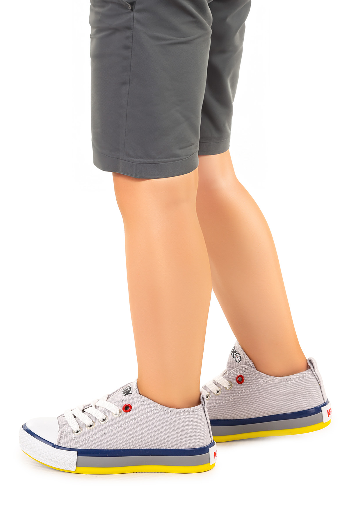 Tinna Bağcıklı Erkek Çocuk Keten Spor Ayakkabı Gri - Görsel 3