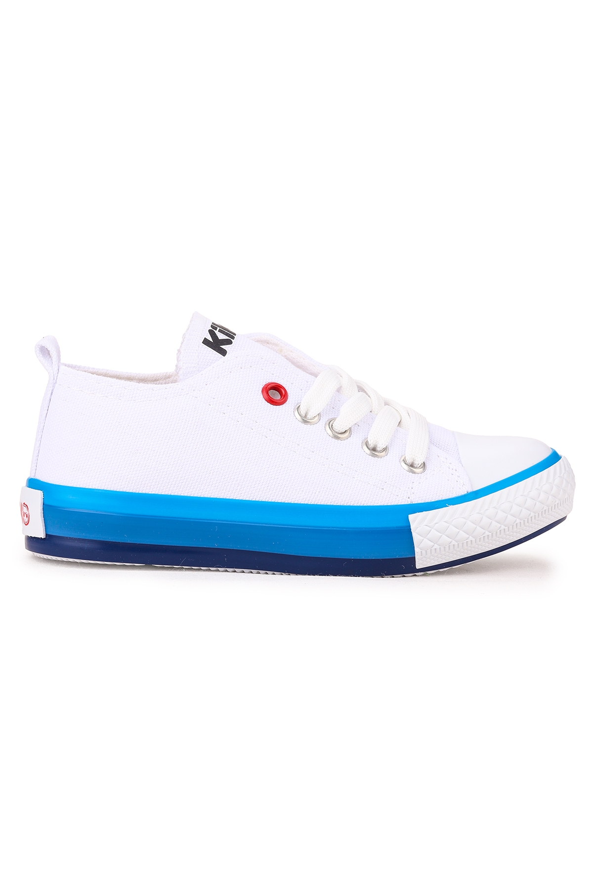 Tinna Bağcıklı Erkek Çocuk Keten Spor Ayakkabı Beyaz - Mavi - Görsel 4