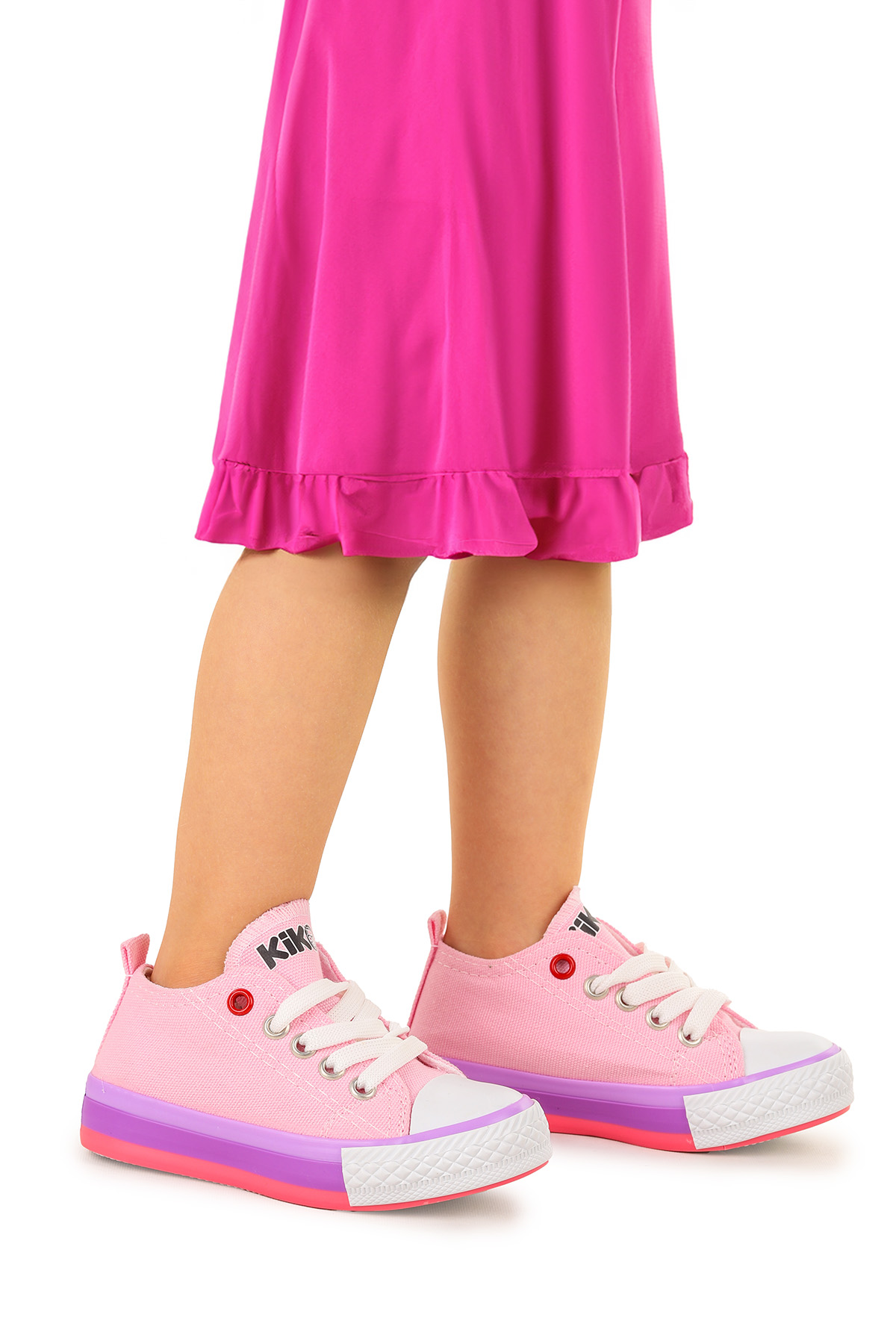 Tinna Bağcıklı Kız Bebek Keten Spor Ayakkabı Pembe - Görsel 2