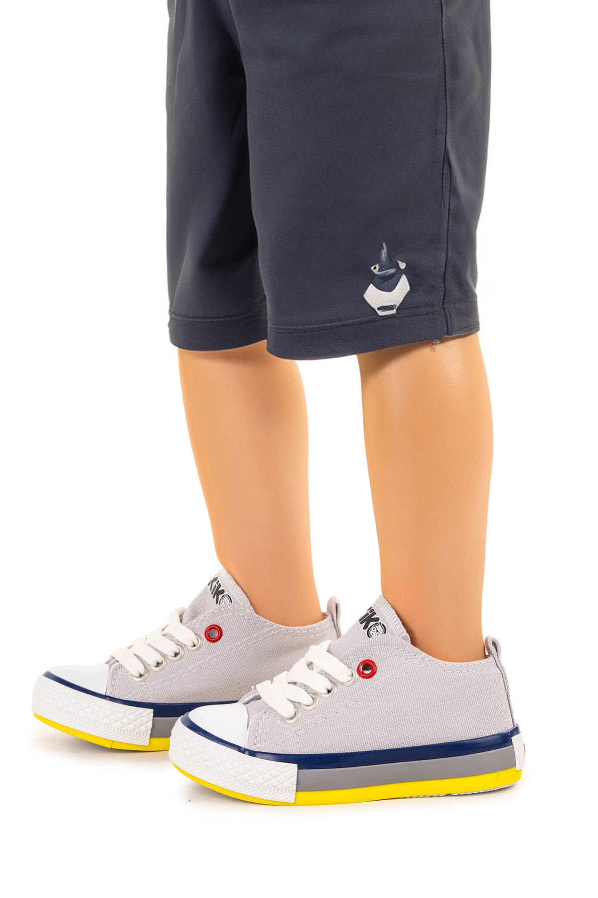 Tinna Bağcıklı Erkek Bebek Keten Spor Ayakkabı Gri - Görsel 3