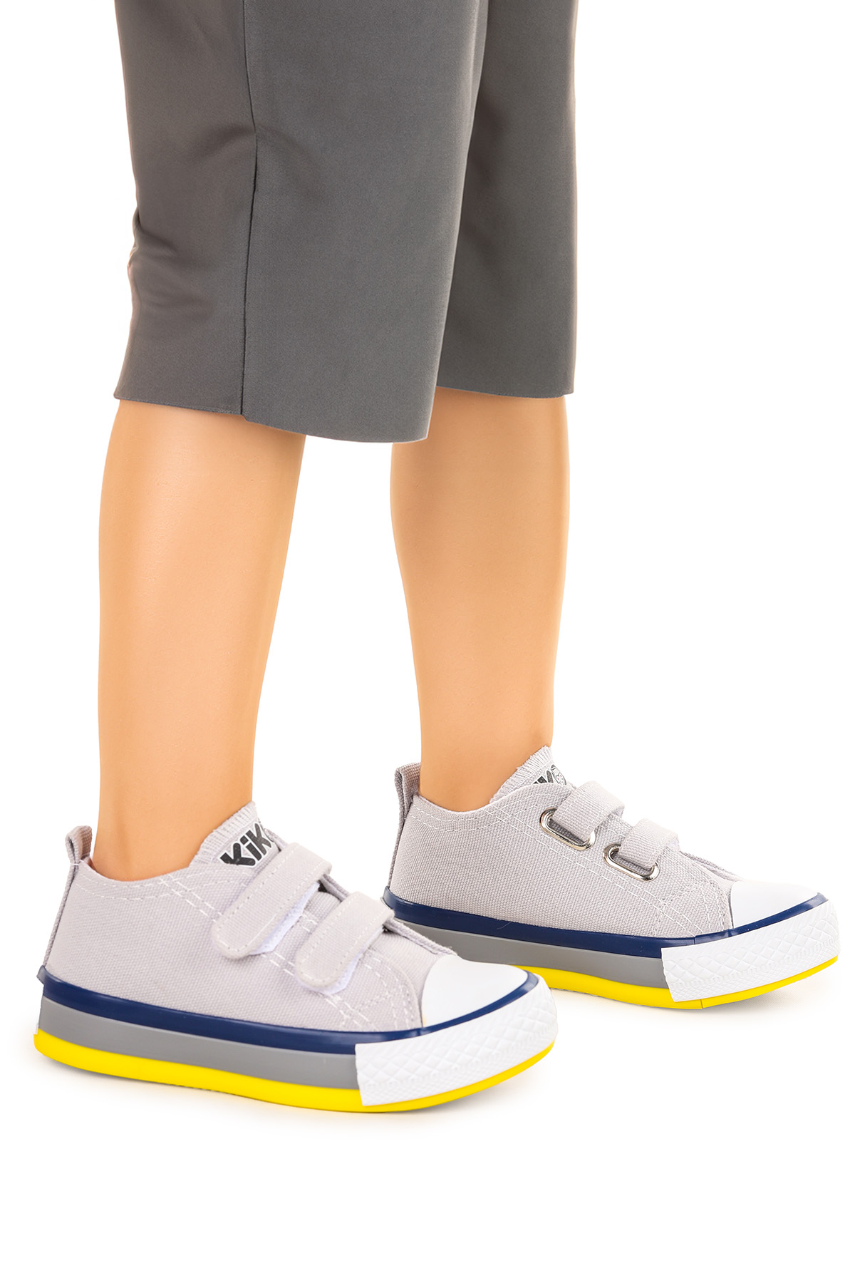 Linen Cırtlı Erkek Bebek Keten Spor Ayakkabı Gri - Görsel 2