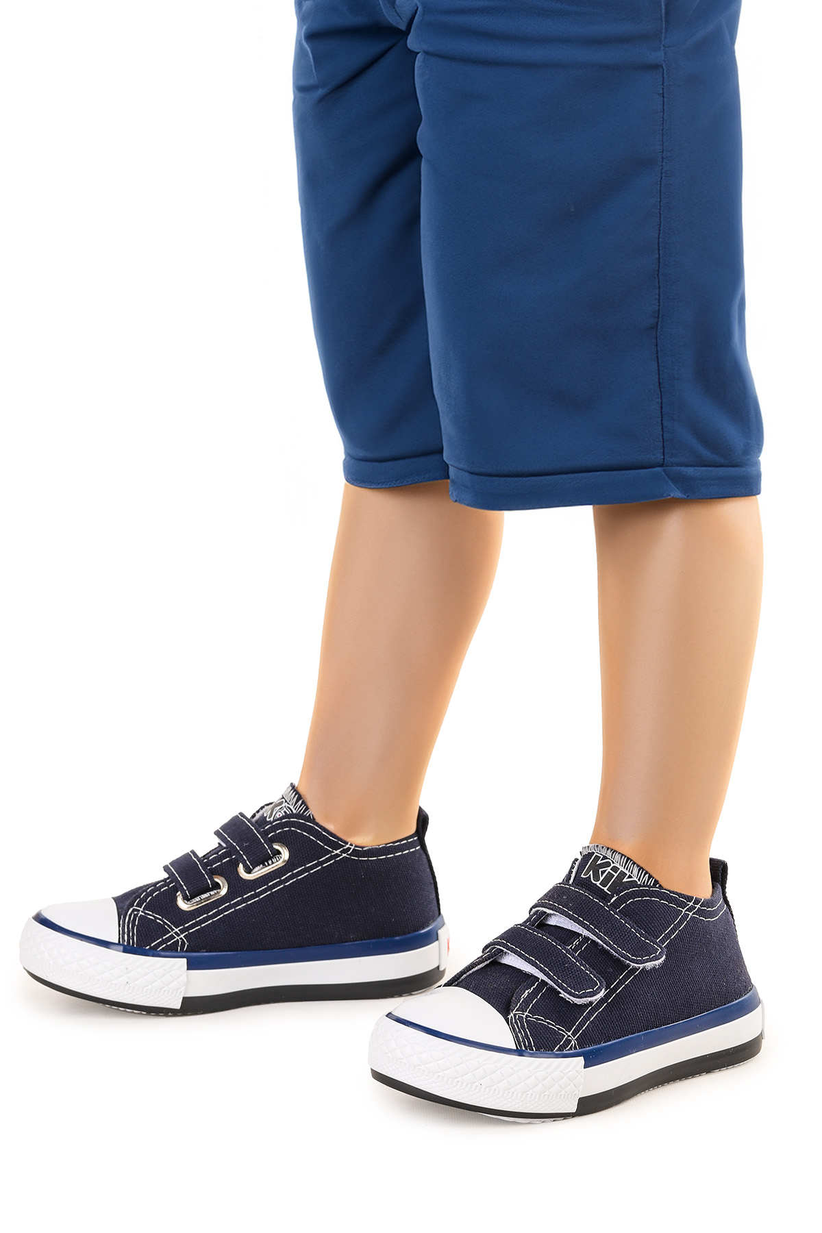 Linen Cırtlı Erkek Bebek Keten Spor Ayakkabı Lacivert - Görsel 3