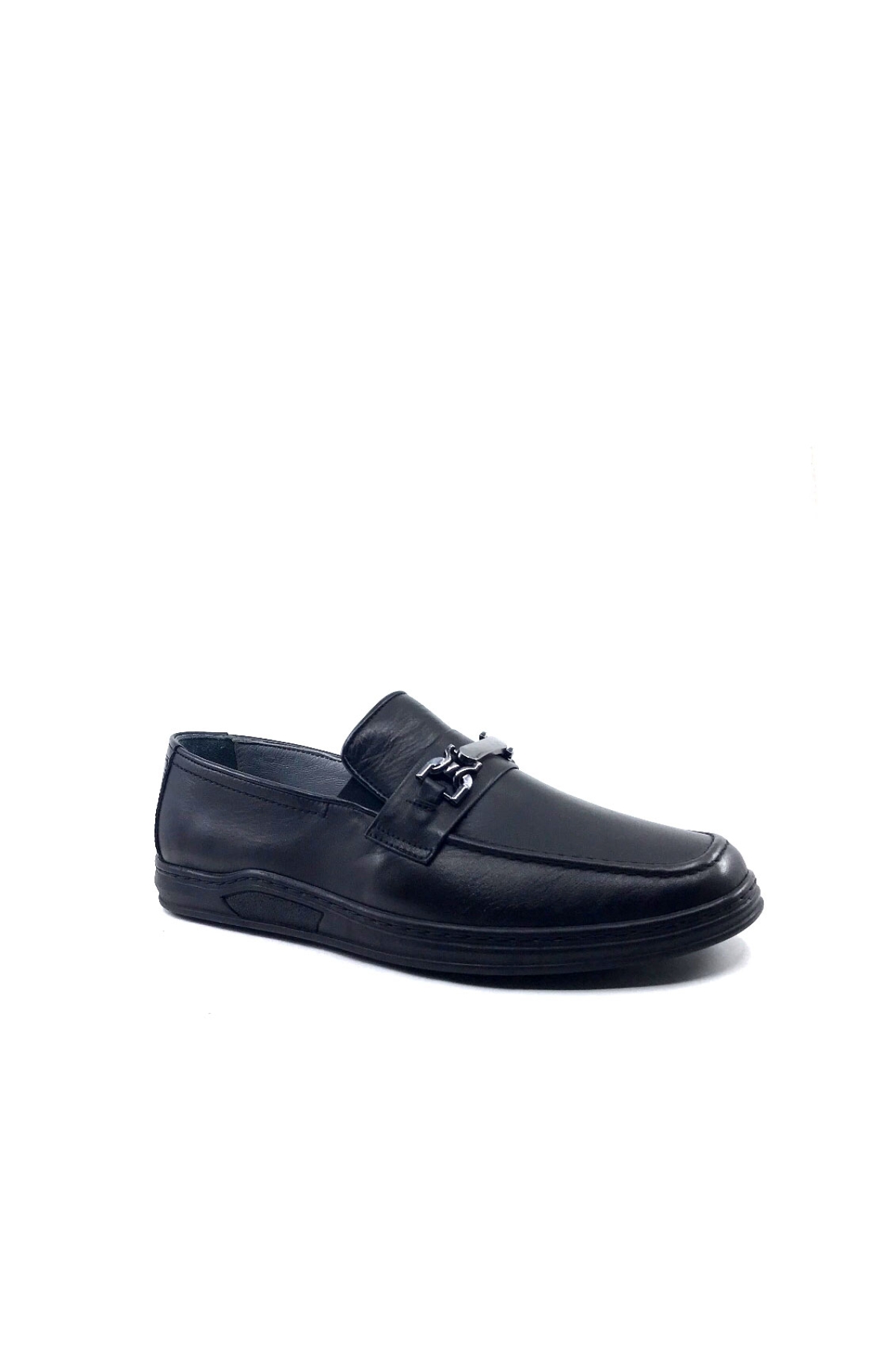 1074 Siyah Erkek Hakiki Deri Bağcıksız Günlük Ayakkabı - Görsel 3