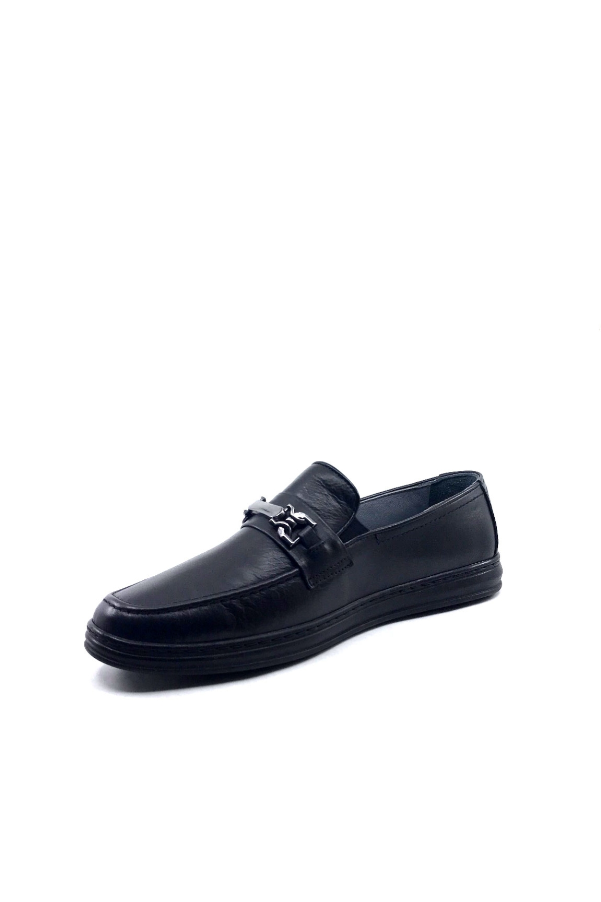 1074 Siyah Erkek Hakiki Deri Bağcıksız Günlük Ayakkabı - Görsel 4