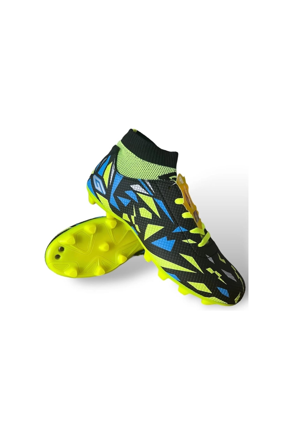 Dgn 2303 Flt Çocuk Siyah-F.Sarı Çoraplı Krampon Futbol Ayakkabı - Görsel 2