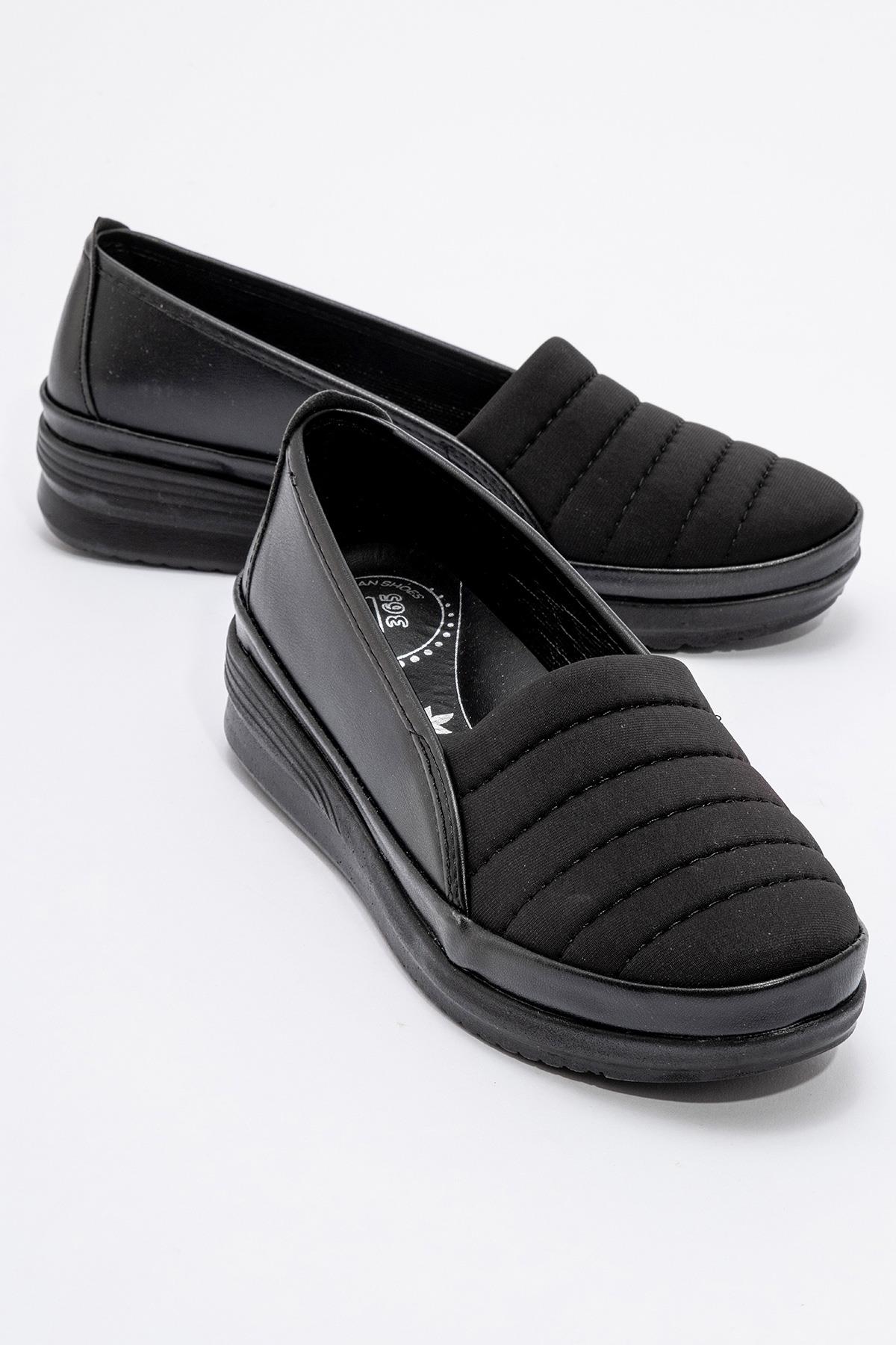 Kadın Biyeli Streç Ayakkabı SİYAH CİLT - Görsel 3