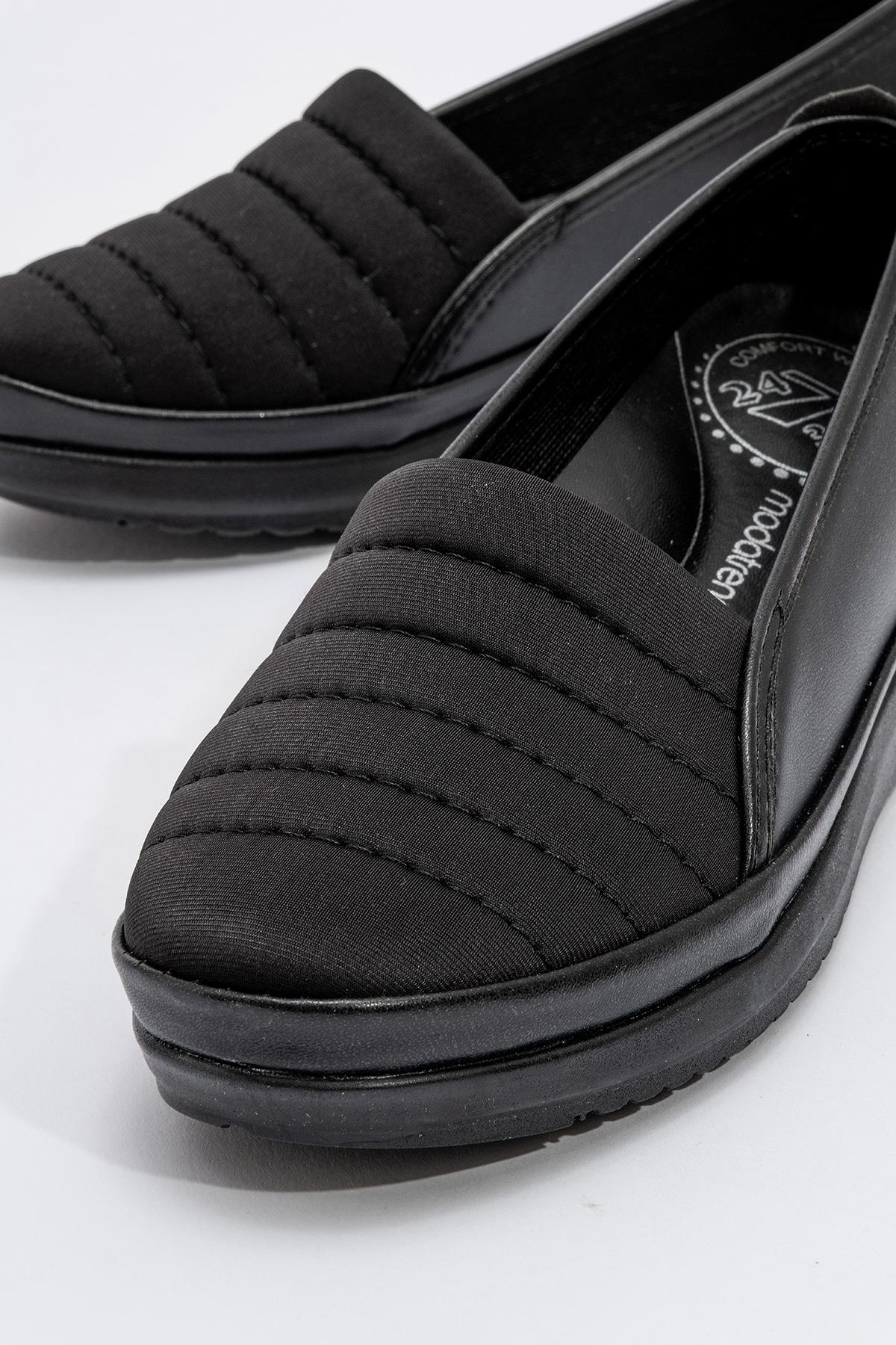 Kadın Biyeli Streç Ayakkabı SİYAH CİLT - Görsel 4