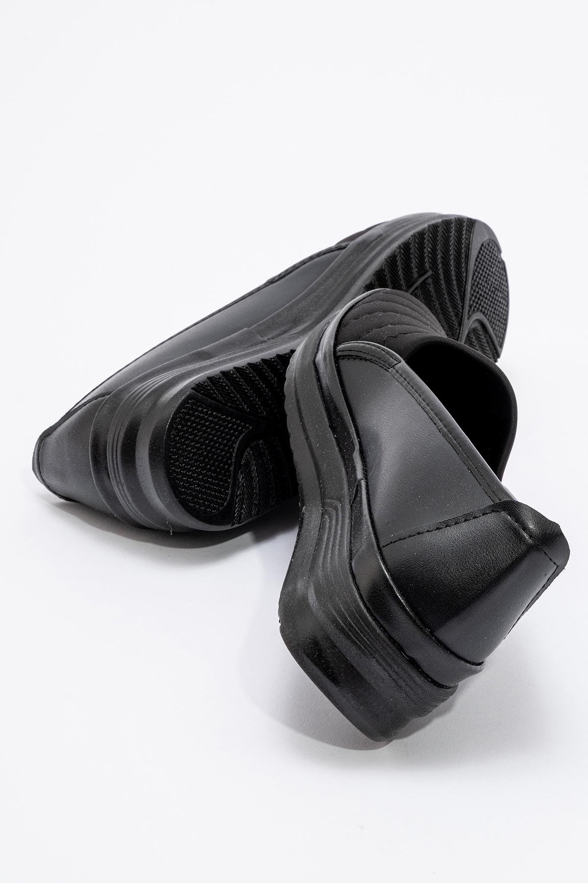 Kadın Biyeli Streç Ayakkabı SİYAH CİLT - Görsel 5