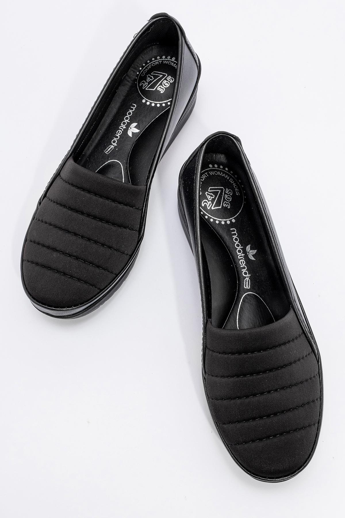 Kadın Biyeli Streç Ayakkabı SİYAH CİLT - Görsel 6