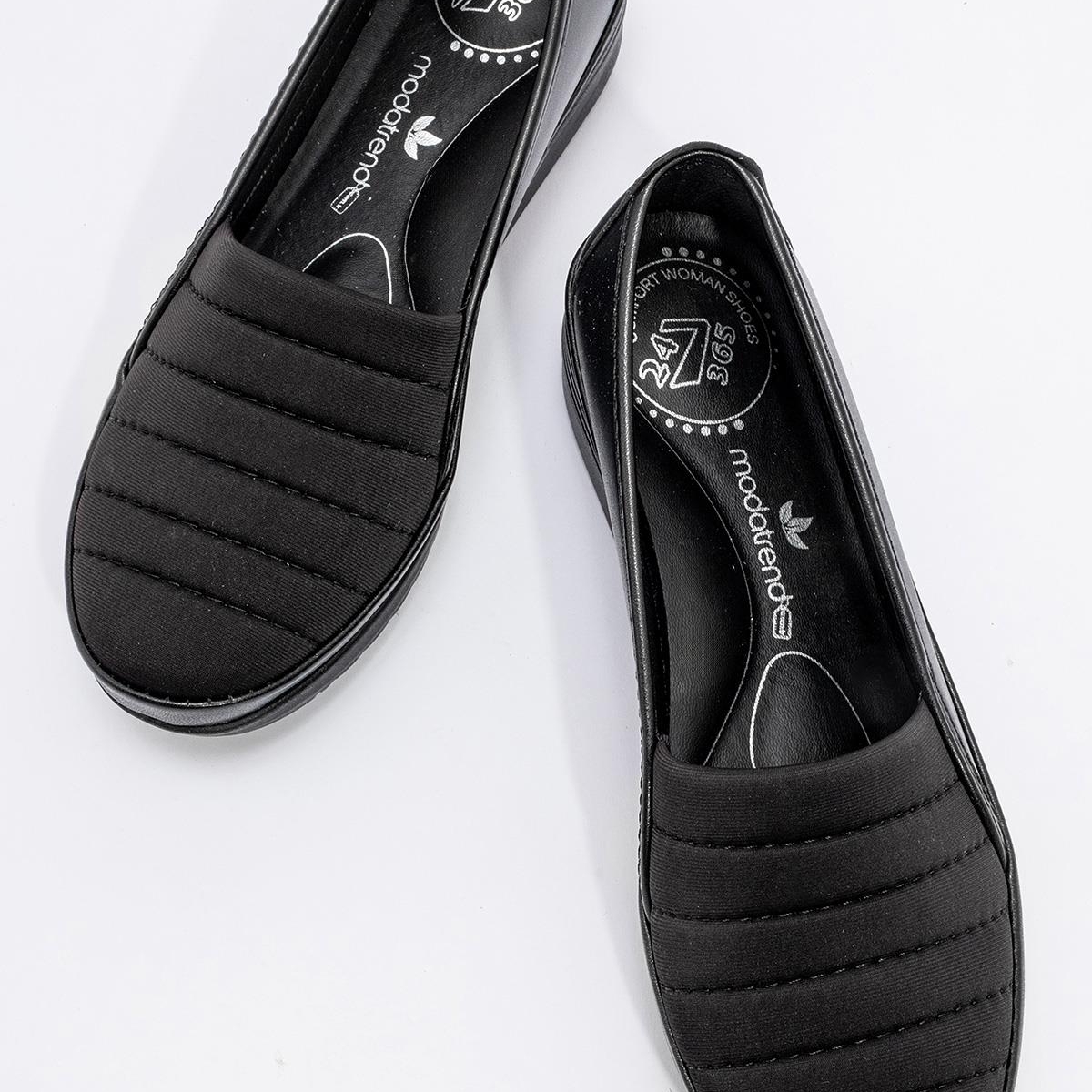 Kadın Biyeli Streç Ayakkabı SİYAH CİLT - Görsel 8