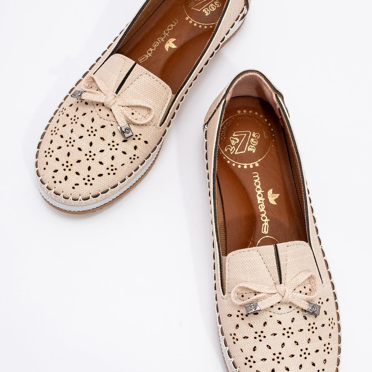 Kadın Çiçekli Günlük Ayakkabı KREM KOT - Görsel 7