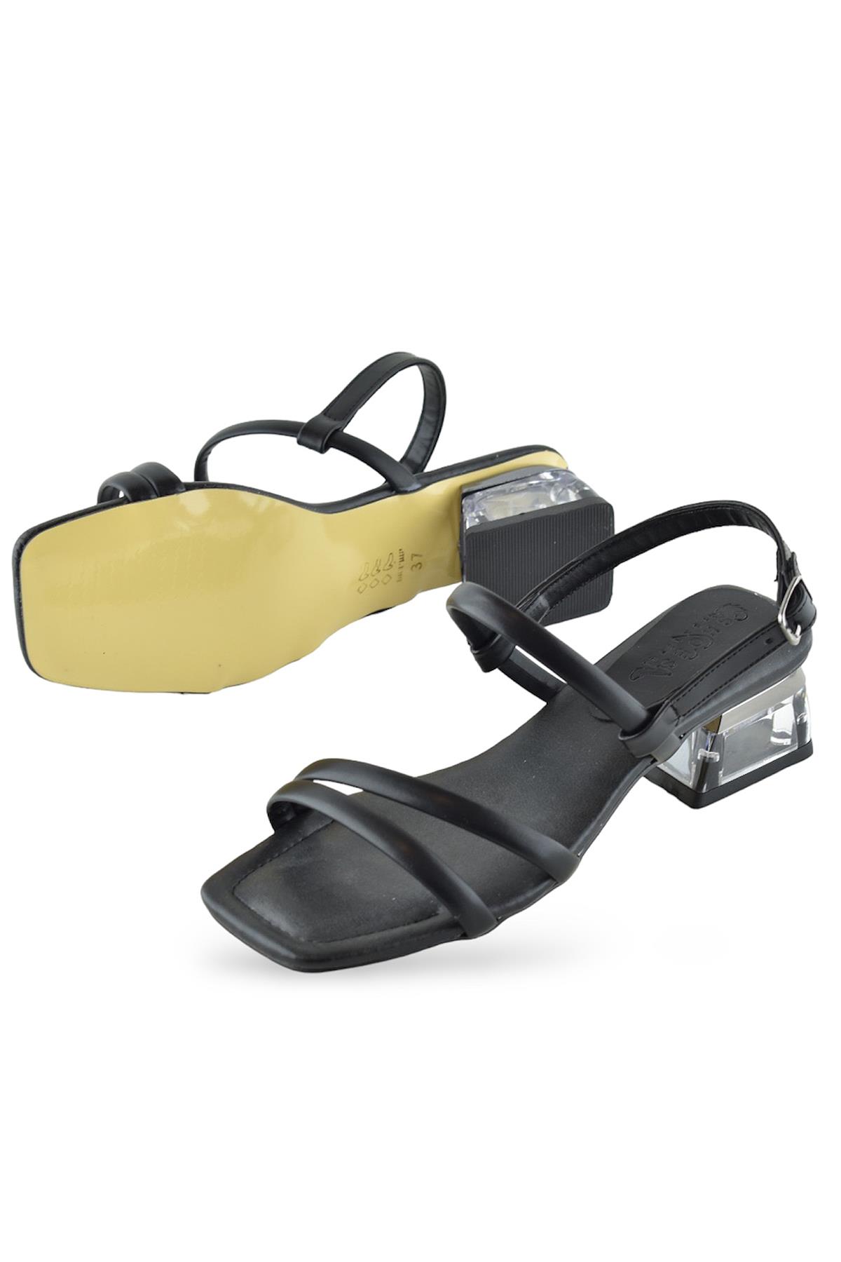 1095 Arkası Açık Kadın Topuklu Ayakkabı 5 cm Abiye Düğün Nişan Kına Gecesi - Görsel 4