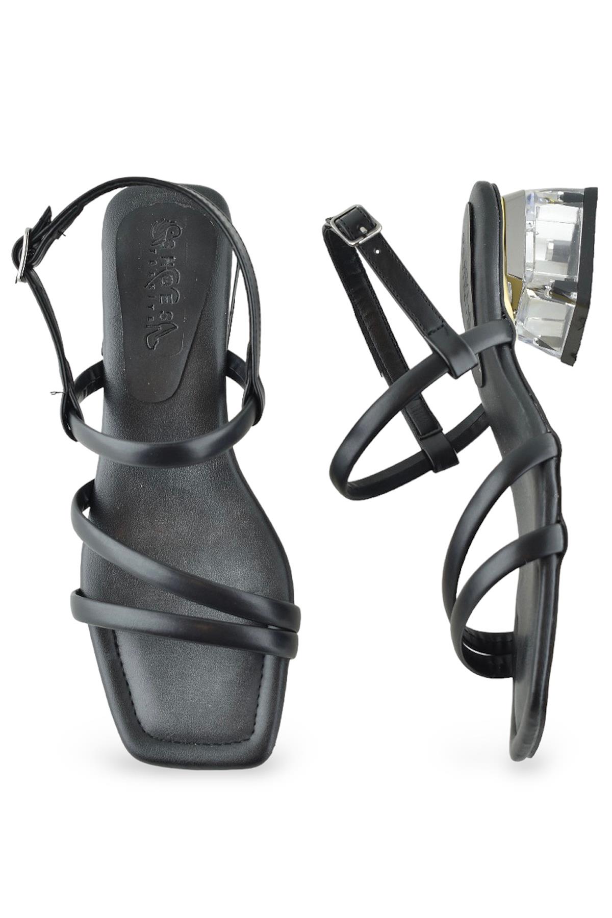 1095 Arkası Açık Kadın Topuklu Ayakkabı 5 cm Abiye Düğün Nişan Kına Gecesi - Görsel 5