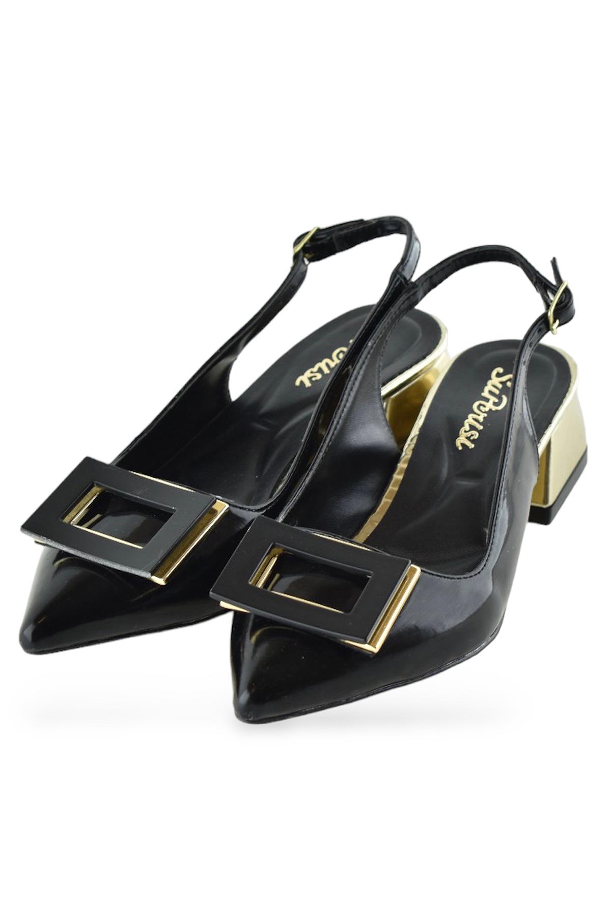 1087 Arkası Açık Kadın Topuklu Ayakkabı 5 cm Abiye Düğün Nişan Kına Gecesi - Görsel 5