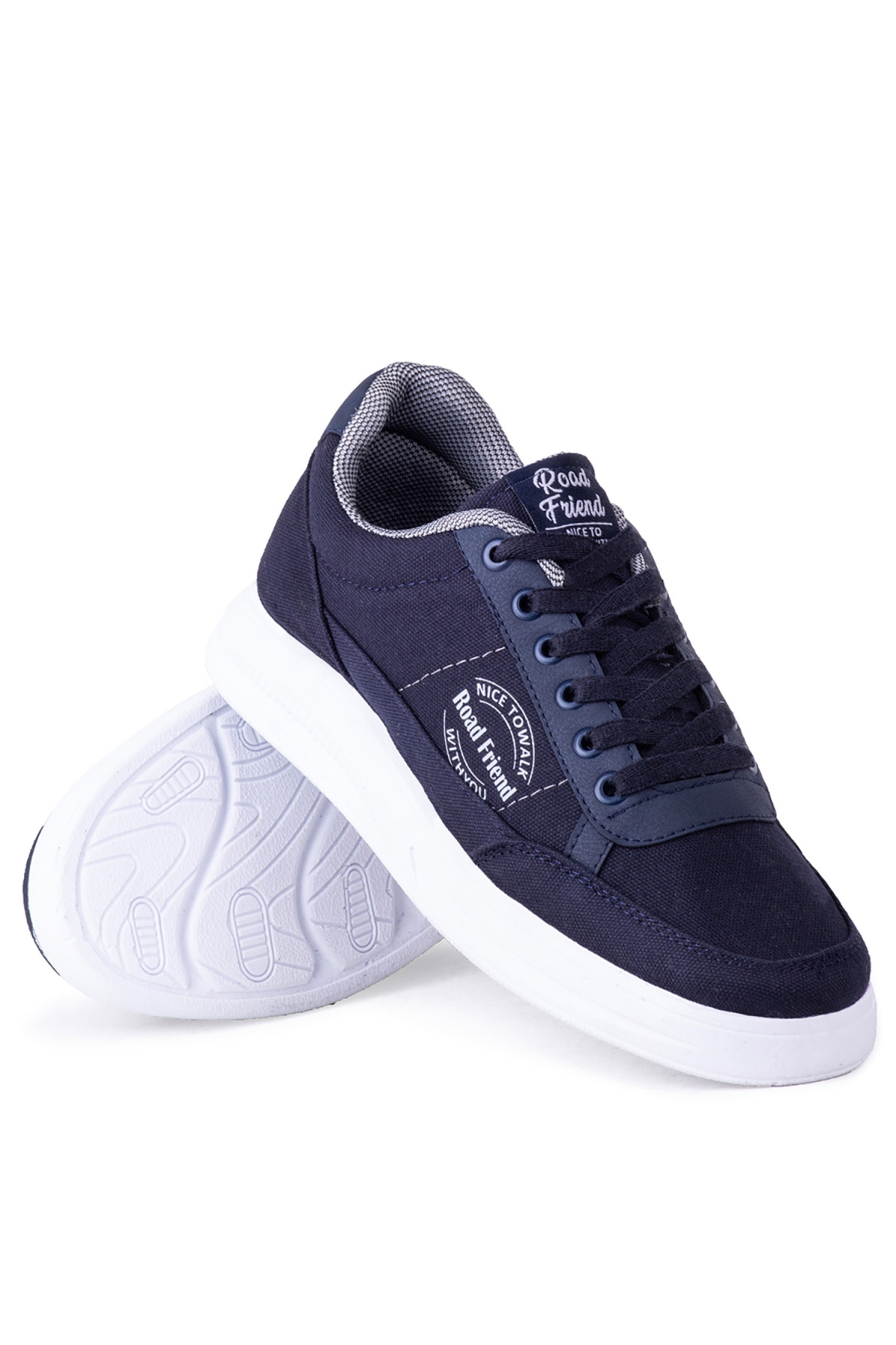 Erkek Keten Sneaker Yazlık Mevsimlik Ayakkabı Lacivert Lacivert - Görsel 3