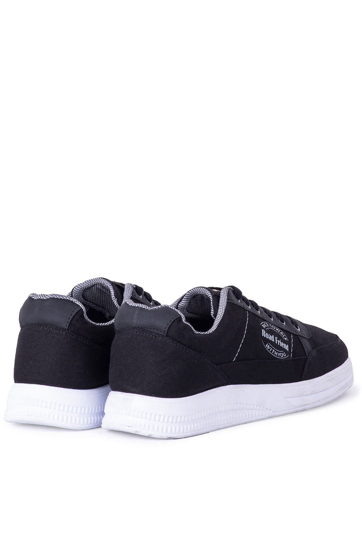 Erkek Keten Sneaker Yazlık Mevsimlik Ayakkabı Siyah Siyah - Görsel 6