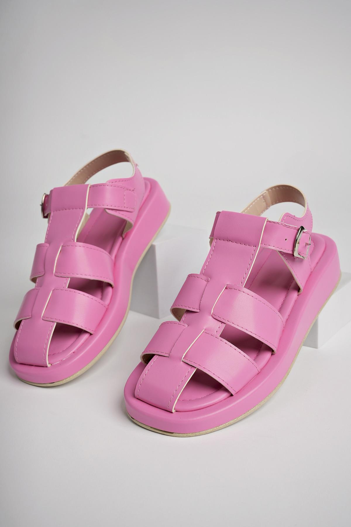 DOSSİ Garantili Dolgu Topuklu Bilekten Bağlamalı Tokalı Kadın Sandalet - Görsel 6