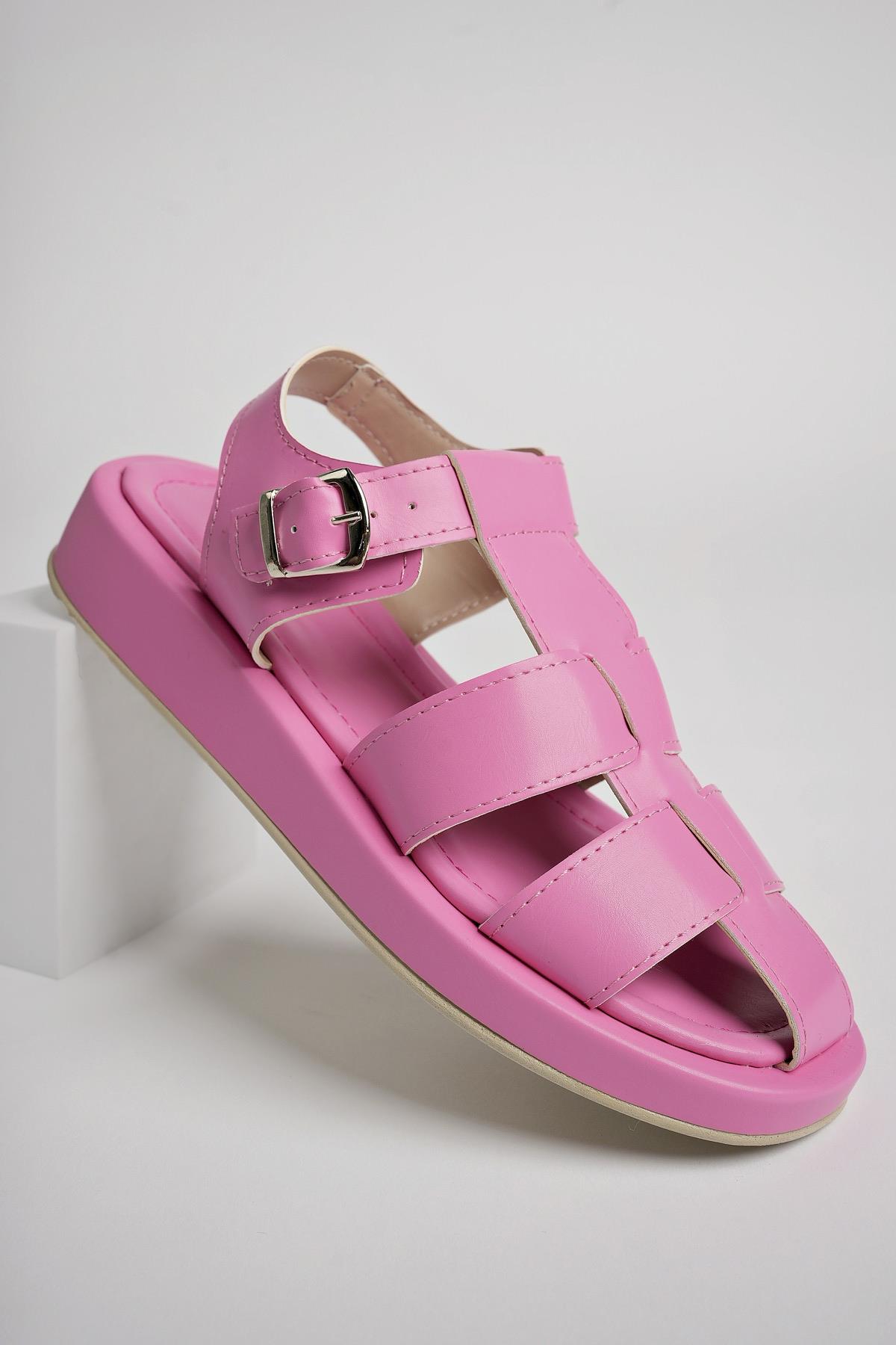 DOSSİ Garantili Dolgu Topuklu Bilekten Bağlamalı Tokalı Kadın Sandalet - Görsel 7