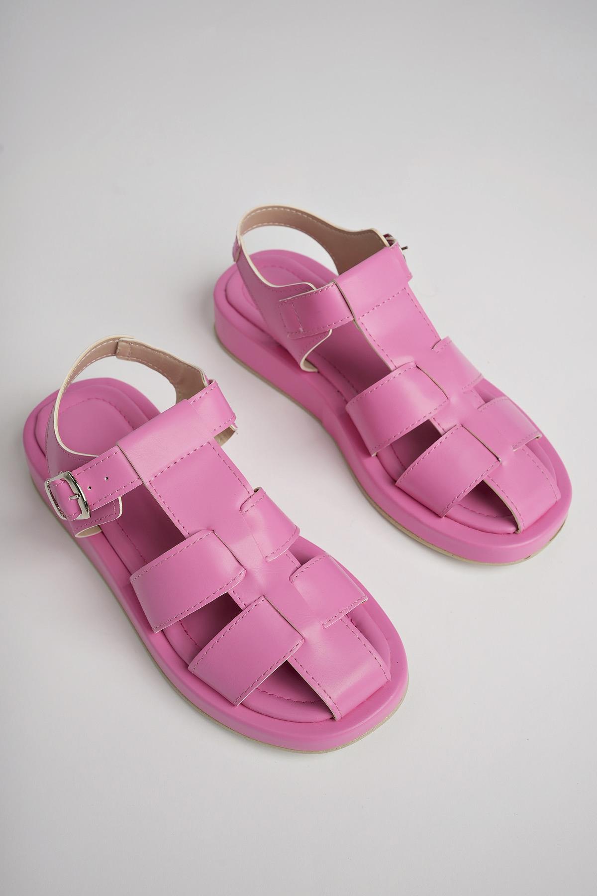 DOSSİ Garantili Dolgu Topuklu Bilekten Bağlamalı Tokalı Kadın Sandalet - Görsel 8