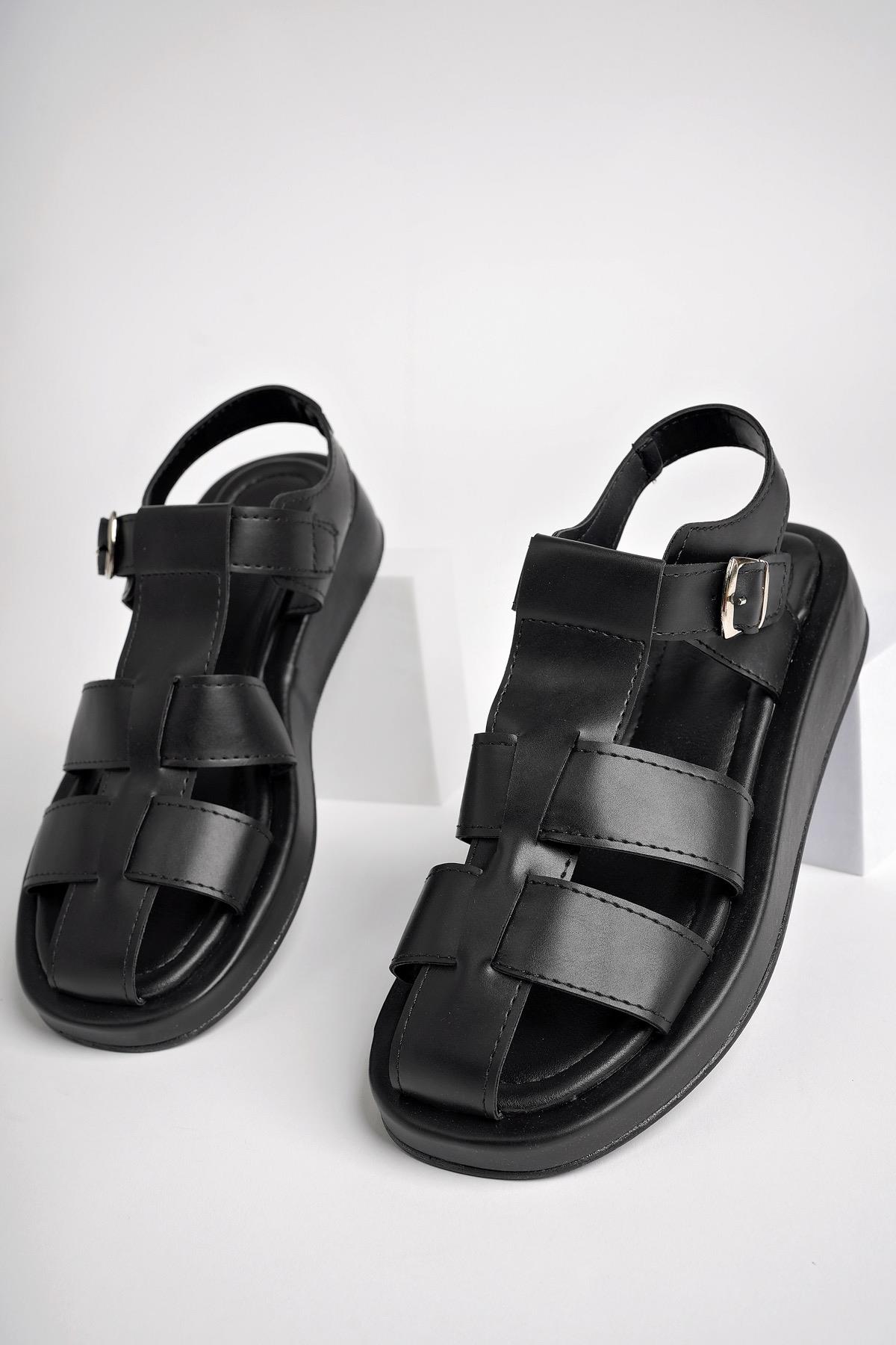 DOSSİ Garantili Dolgu Topuklu Bilekten Bağlamalı Tokalı Kadın Sandalet - Görsel 6