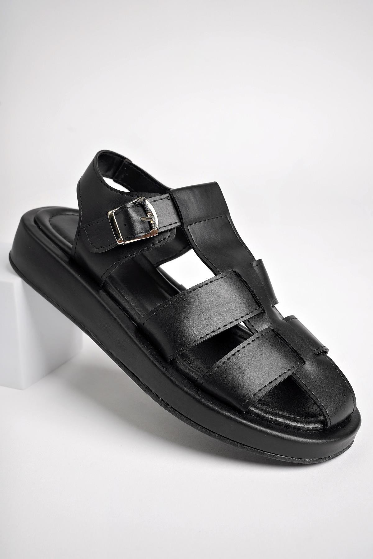 DOSSİ Garantili Dolgu Topuklu Bilekten Bağlamalı Tokalı Kadın Sandalet - Görsel 7