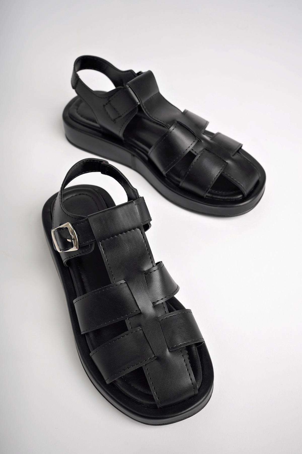 DOSSİ Garantili Dolgu Topuklu Bilekten Bağlamalı Tokalı Kadın Sandalet - Görsel 8