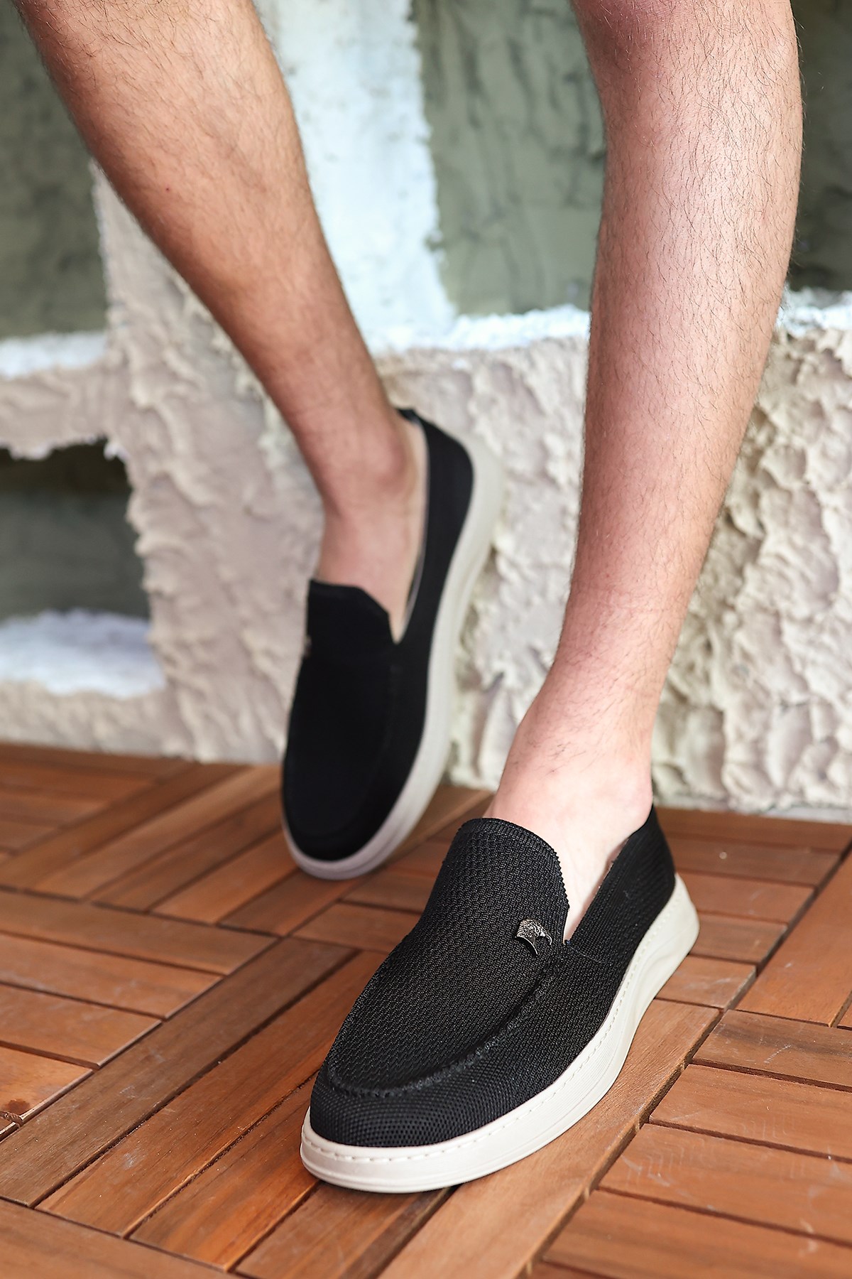 Terry Erkek Siyah Garantili Rahat Dikişli Esnek Hakiki Deri Detaylı Triko Loafer TERRY-7992 - Görsel 6